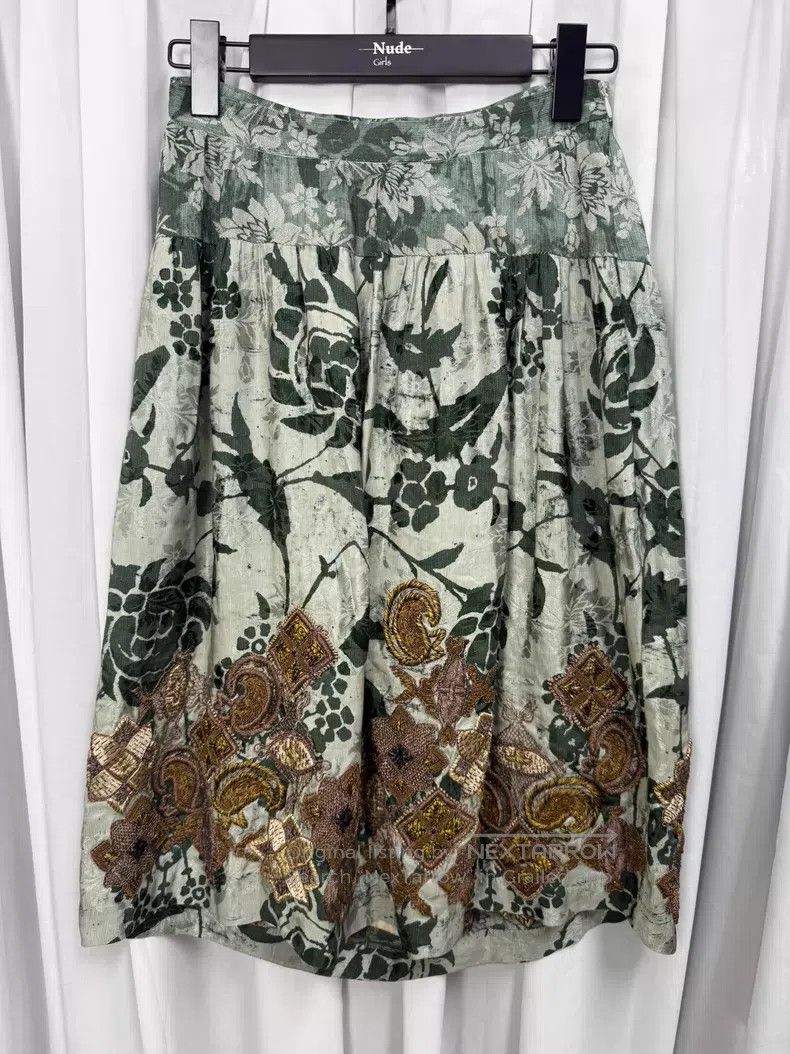 Dries Van Noten Dries Van Noten Metallic thread embroidered maxi skirt| Size 25" / US 0 / IT 36 - 1 Thumbnail