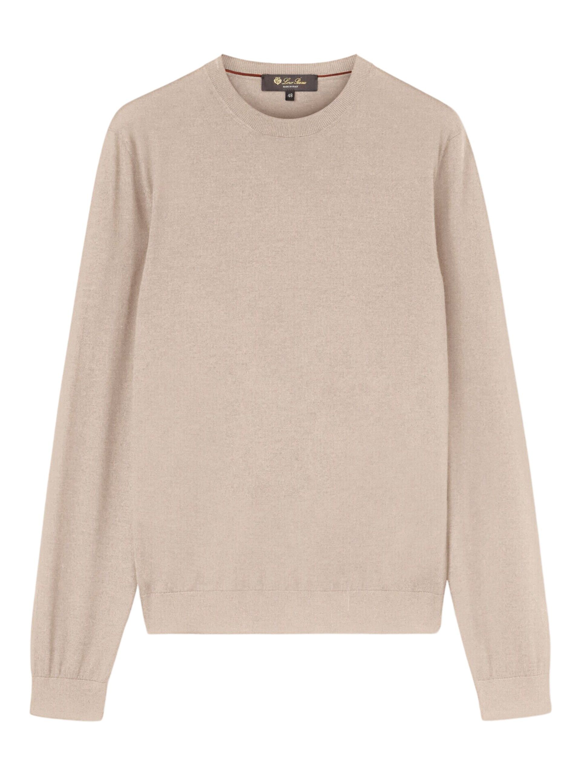 Loro Piana o1w1db10725 FAO2836 Sottile Crewneck Sweater in Beige Size US M / EU 48-50 / 2 - 1 Thumbnail