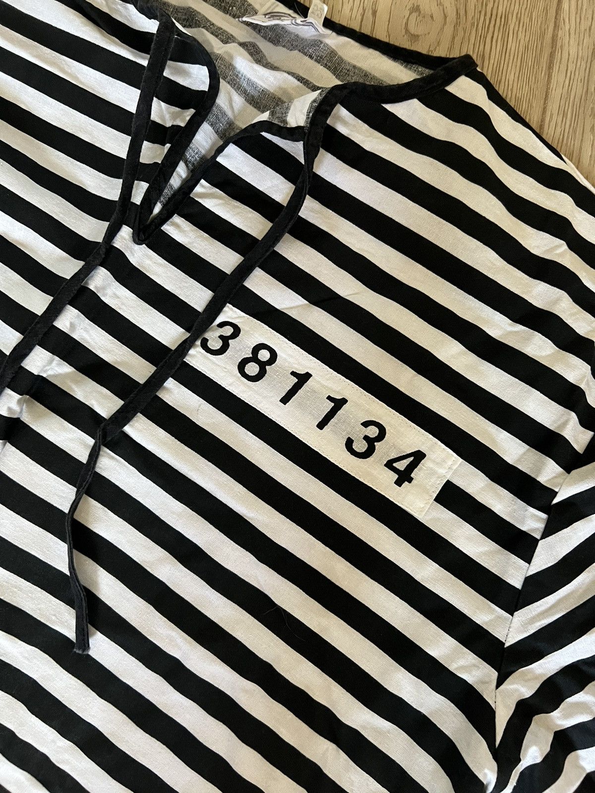 Japanese Brand × Vintage × uniform experiment Vintage Prison Striped Uniform Longsleeve Tee Shirt Size US XL / EU 56 / 4 - 5 Thumbnail