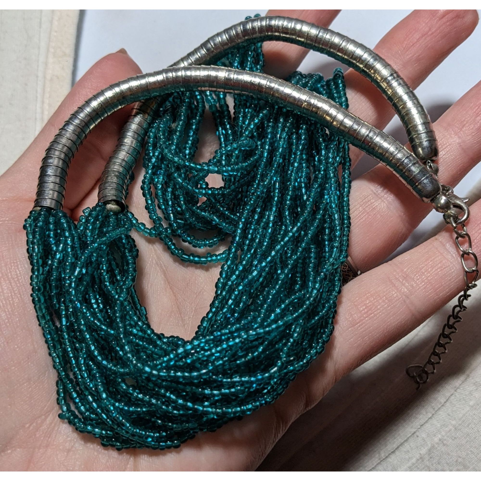 Other Vintage 70s Blue And Silver Beaded Necklace Size ONE SIZE - 9 Thumbnail