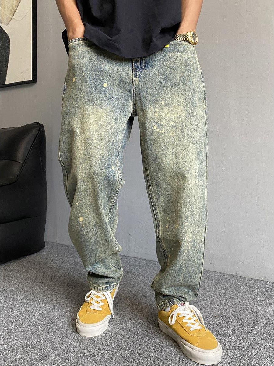 Vintage American casual washed retro splatter paint loose jeans Size US 32 / EU 48 - 2 Thumbnail