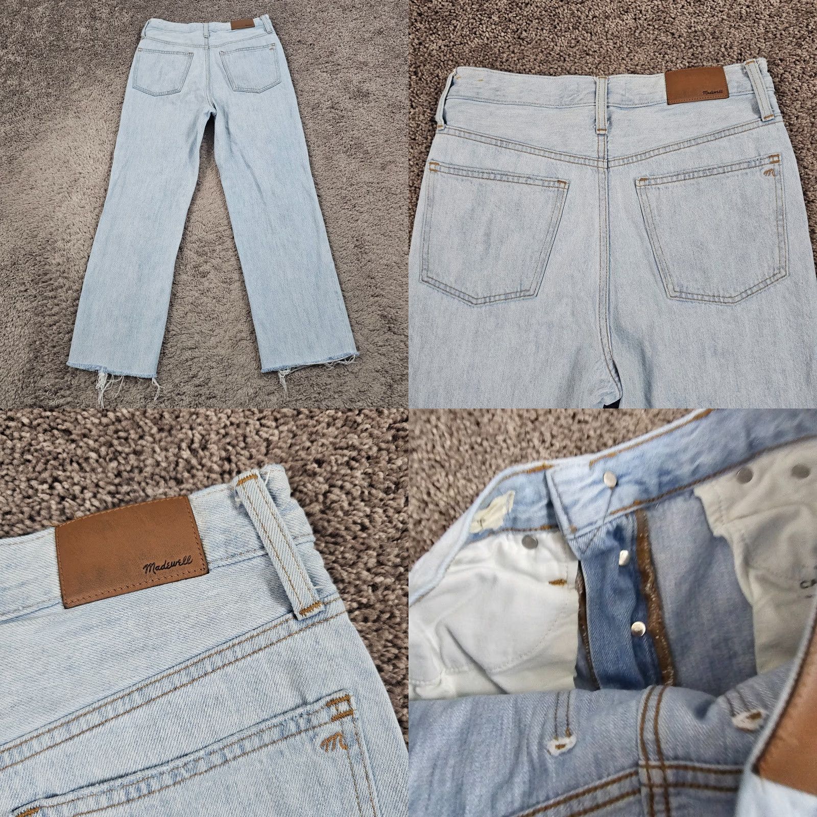 Madewell VINTAGE Madewell Jeans Womens Regular Fit Straight Leg Distressed Light Wash Blue 24x27 Size 42" / US 20 - 8 Thumbnail