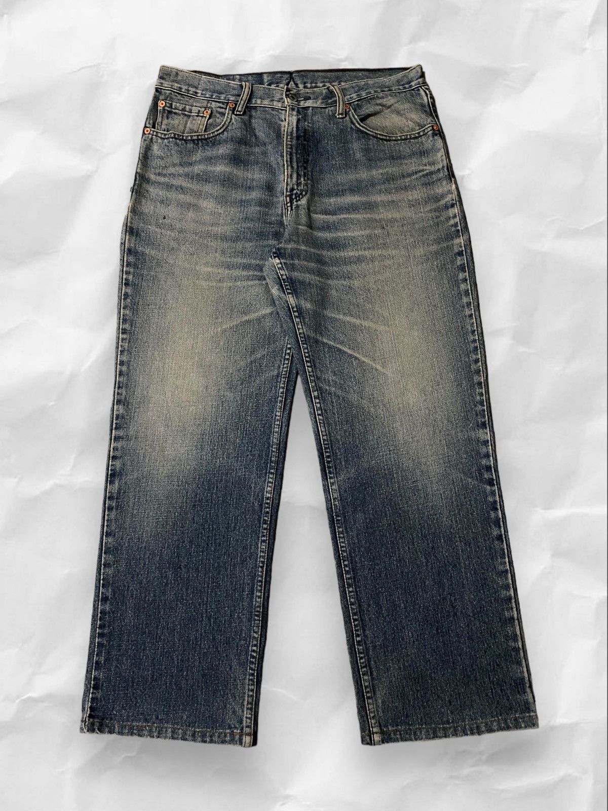 image of Levis 533 Japan Medium Wash Blue Denim Jeans in Dark Blue, Men's (Size 36)