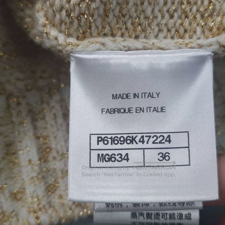 Chanel Chanel Beige gold thread metal logo irregular sleeve cashm Size XS / US 0-2 / IT 36-38 - 7 Thumbnail