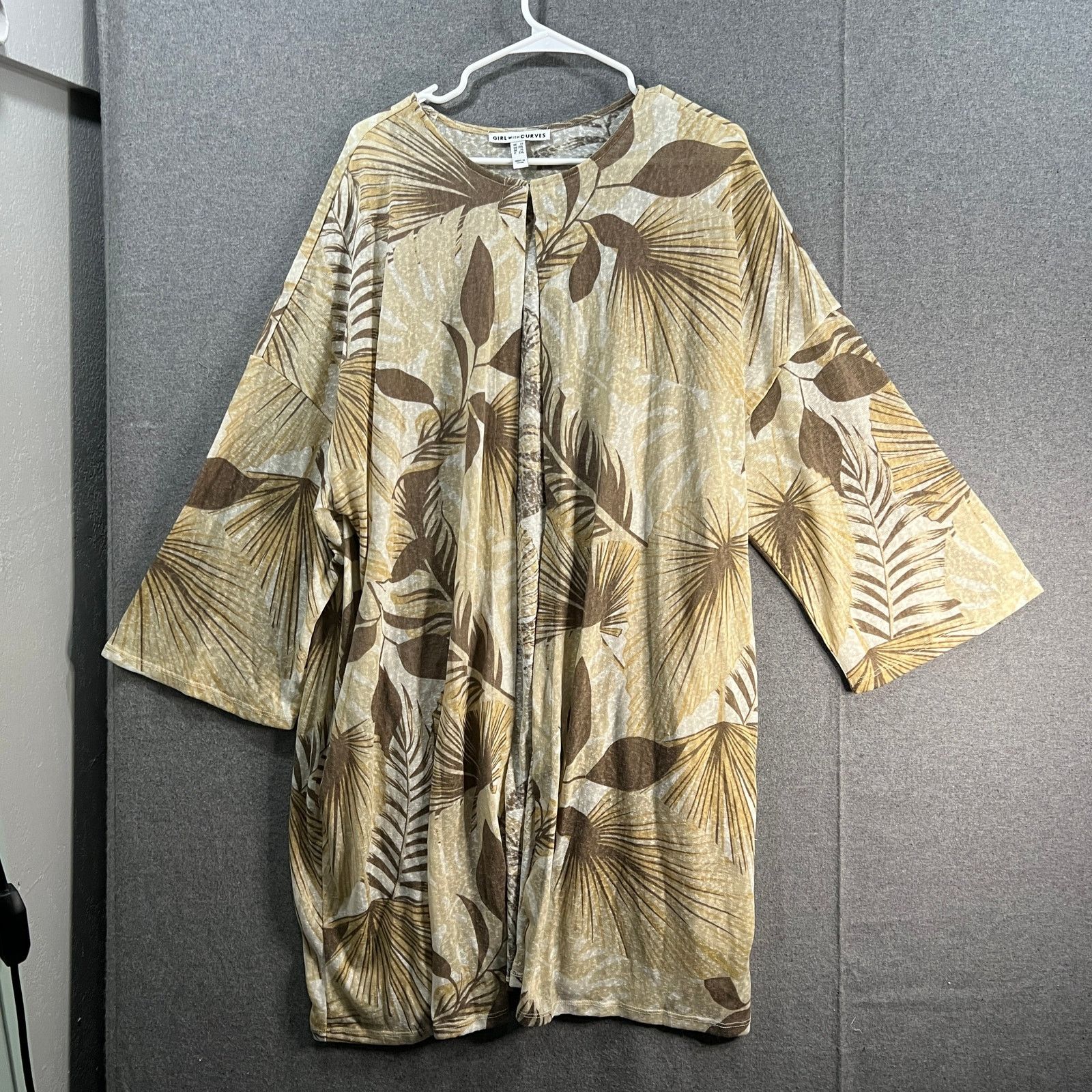 Other Girl With Curves Knit Palm Cardigan Neutral Palm Size 1X Size XL / US 12-14 / IT 48-50 - 1 Thumbnail