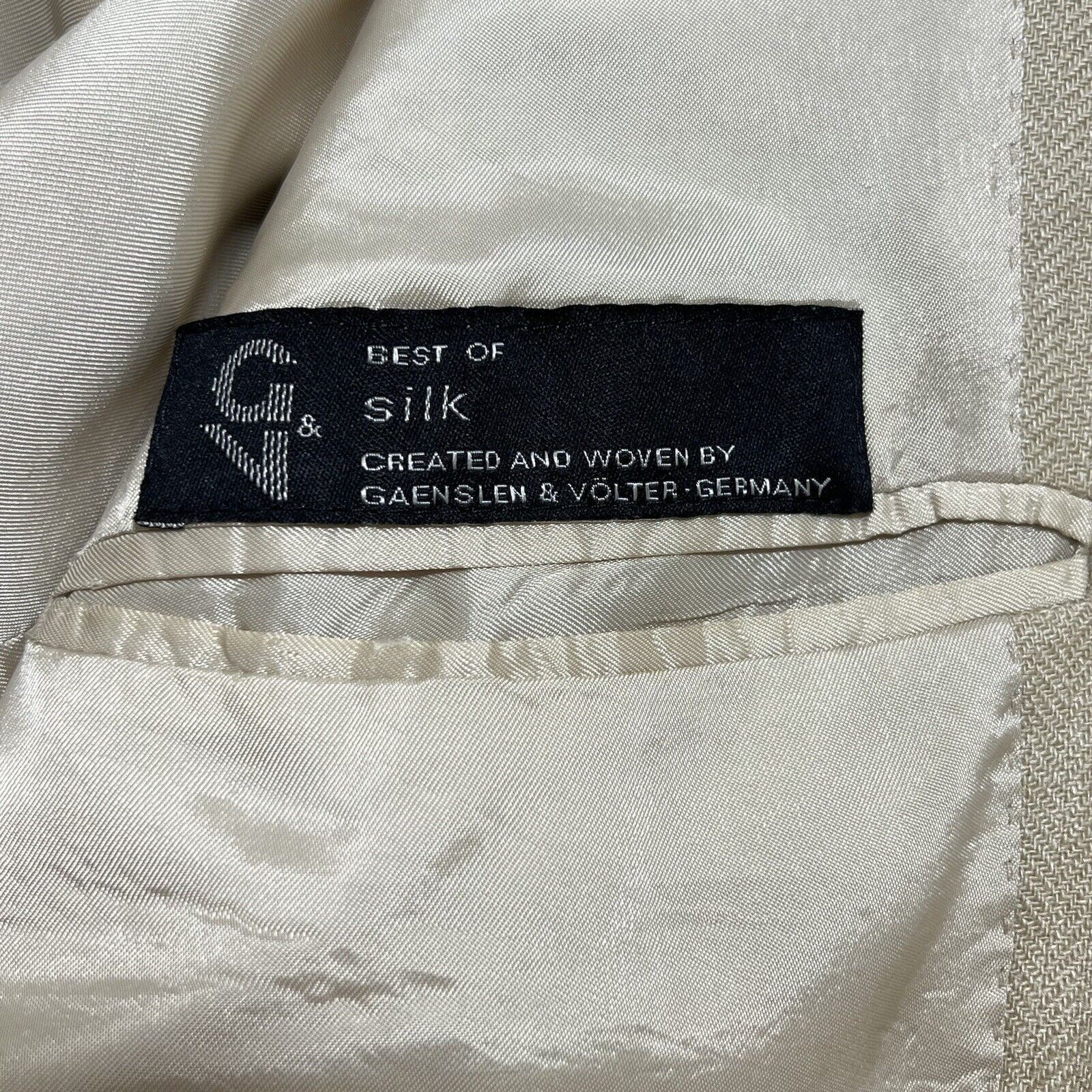 Zanieri Zanieri Italy Silk Blend Suit Jacket Beige Herringbone Coat Size 42R - 8 Thumbnail