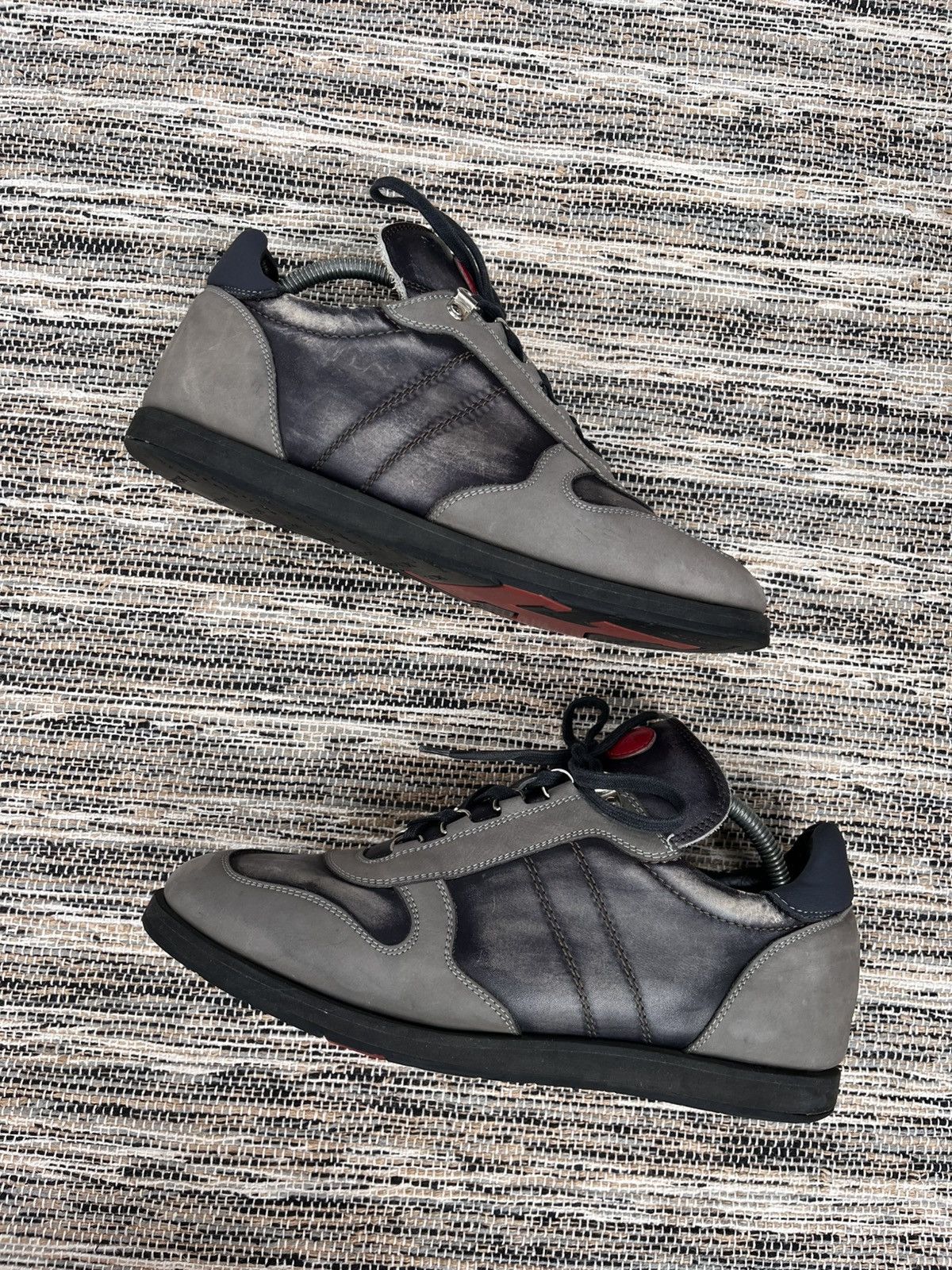 Kiton Rare Kiton Grey Leather Low Top Sneakers Luxury Avantgarde Size US 8 / EU 41 - 3 Thumbnail