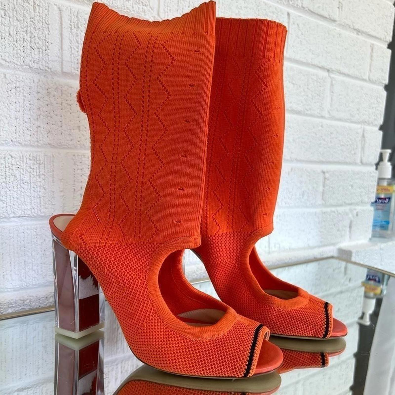 Baldinini Orange Knit Heeled Sandals Trendy Baldinini 37 Size 7 Size US 7 / IT 37 - 2 Thumbnail
