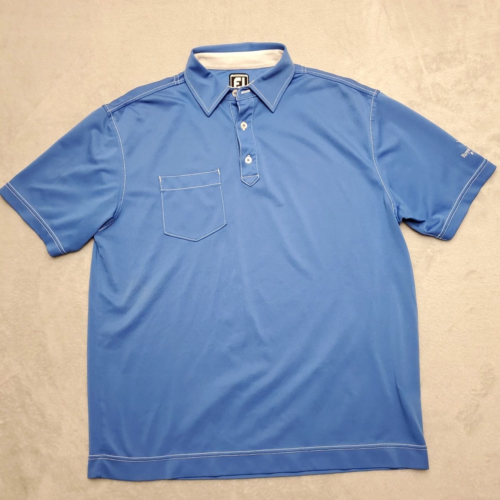 Footjoy FootJoy Shirt Mens L Blue Polo Polyester Athletic Performance Stretch Golf Size US L / EU 52-54 / 3 - 2 Thumbnail