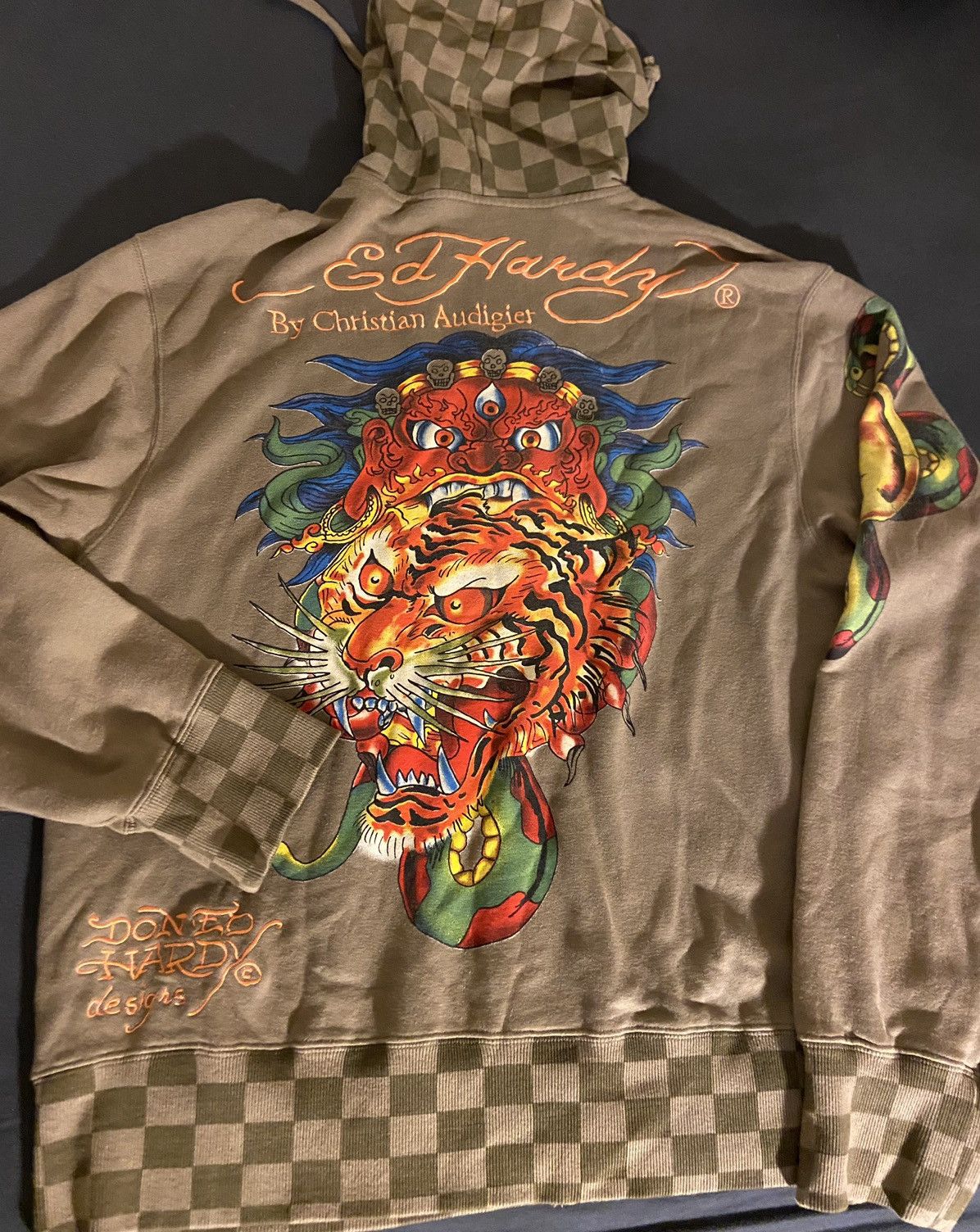 Christian Audigier Vintage Y2K Ed Hardy Hoodie checkered size Xxl Size US XXL / EU 58 / 5 - 7 Thumbnail