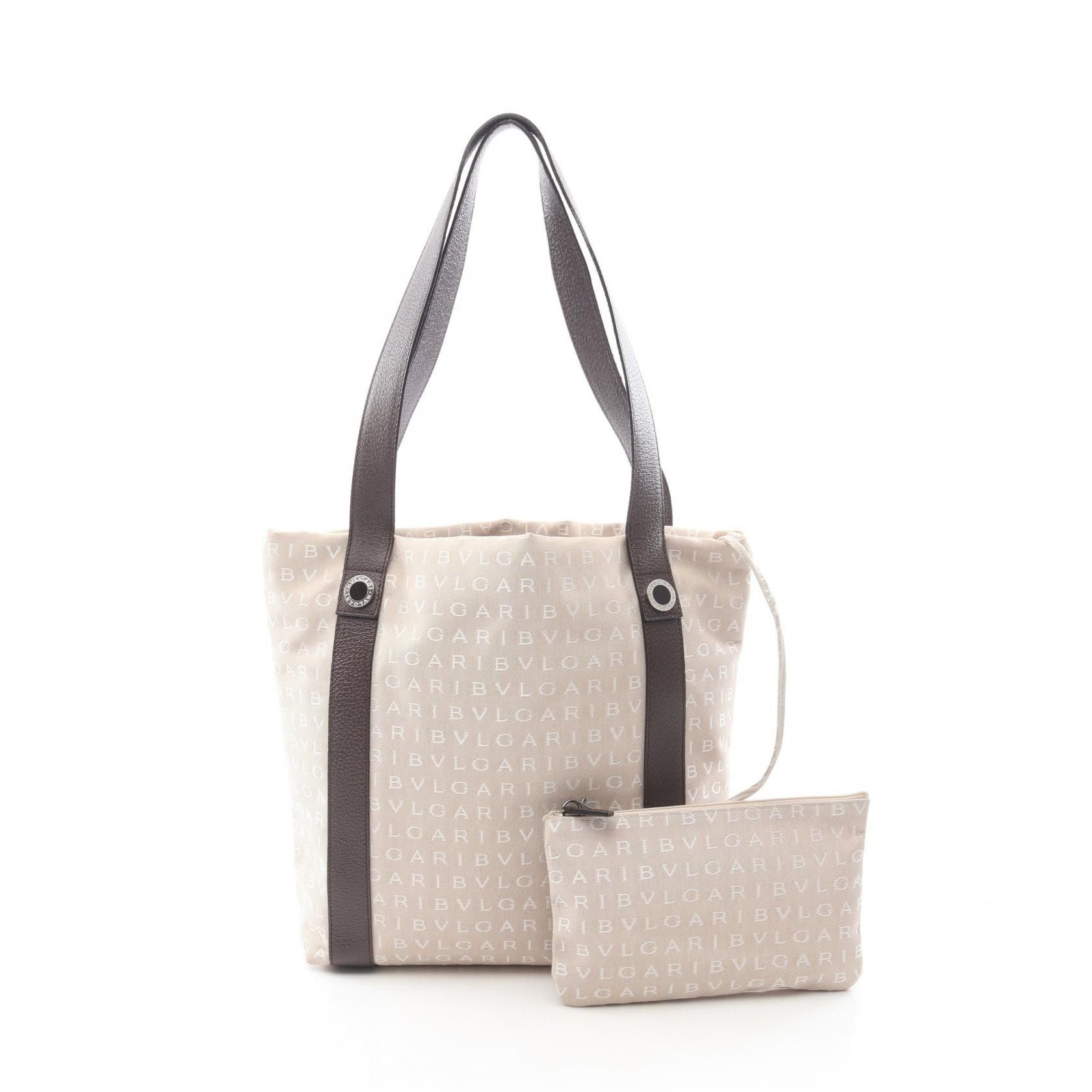Bvlgari Bvlgari Bvlgari Logo Mania Canvas Leather Tote Bag Leather Tote Bag DUTY FREE for USA Size ONE SIZE - 1 Thumbnail