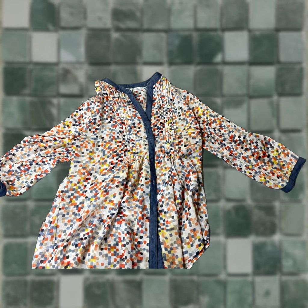 Liz Claiborne Liz Claiborne Top Womens Petite Medium Colorful Button Up Long Sleeve Size M / US 6-8 / IT 42-44 - 1 Thumbnail