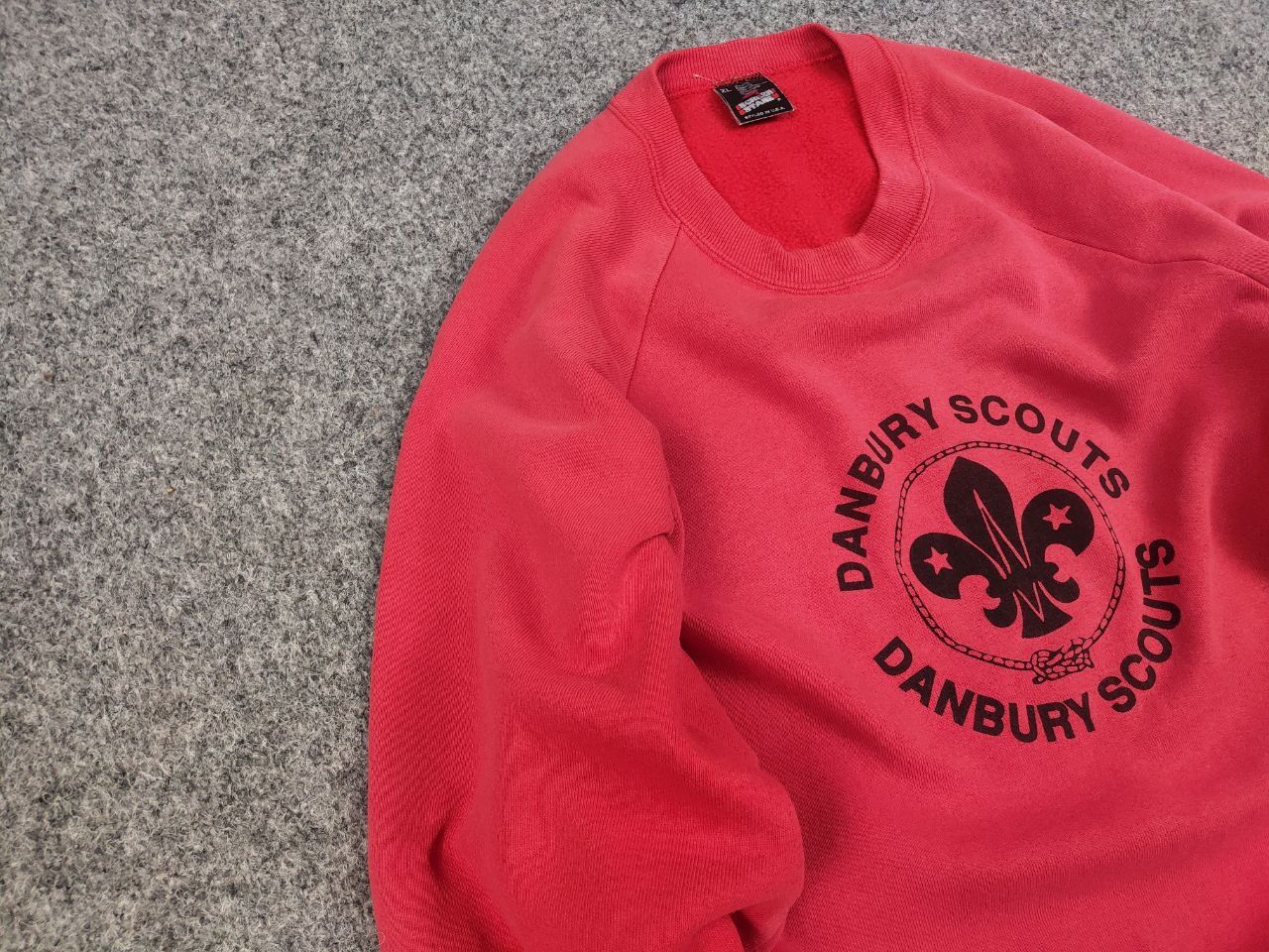 Vintage Vintage 80's Danbury Scouts Logo Red Faded Sweatshirt Size US XL / EU 56 / 4 - 8 Thumbnail