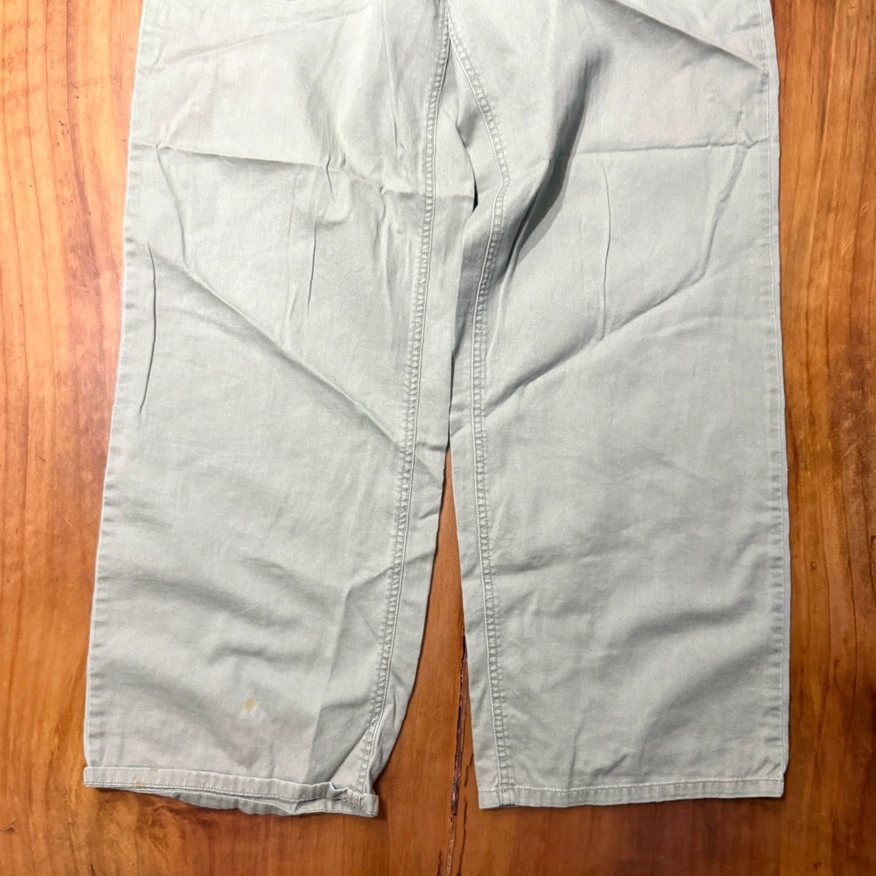 Bdg VINTAGE BDG UO Y2K Pants Men M Cotton Drawstring Baggy Wide Leg 30in Inseam Chino 5-Pocket Logo Travel Winter Fall Green Mens Size US 31 - 3 Thumbnail
