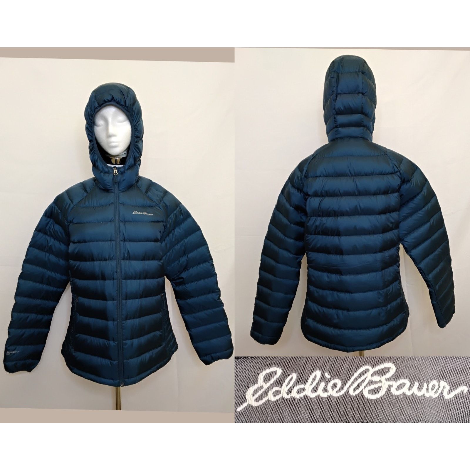 Eddie Bauer Eddie Bauer Down Jacket Women's L Blue Hooded Full Zip Size L / US 10 / IT 46 - 1 Thumbnail