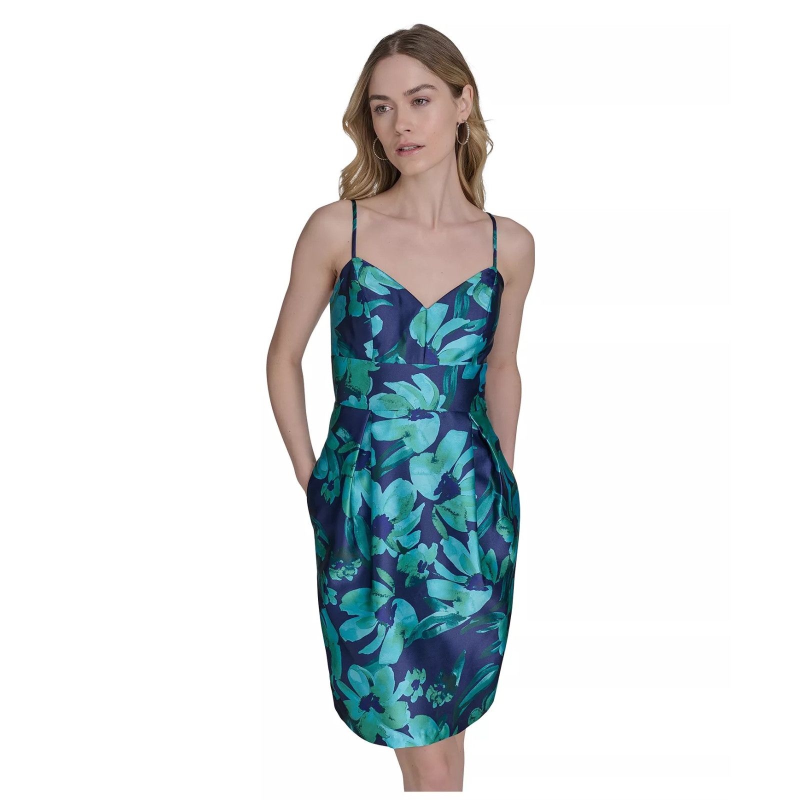 Other Eliza J Women's Jacquard Floral Green pockets Sleeveless 2 Size XS / US 0-2 / IT 36-38 - 4 Thumbnail