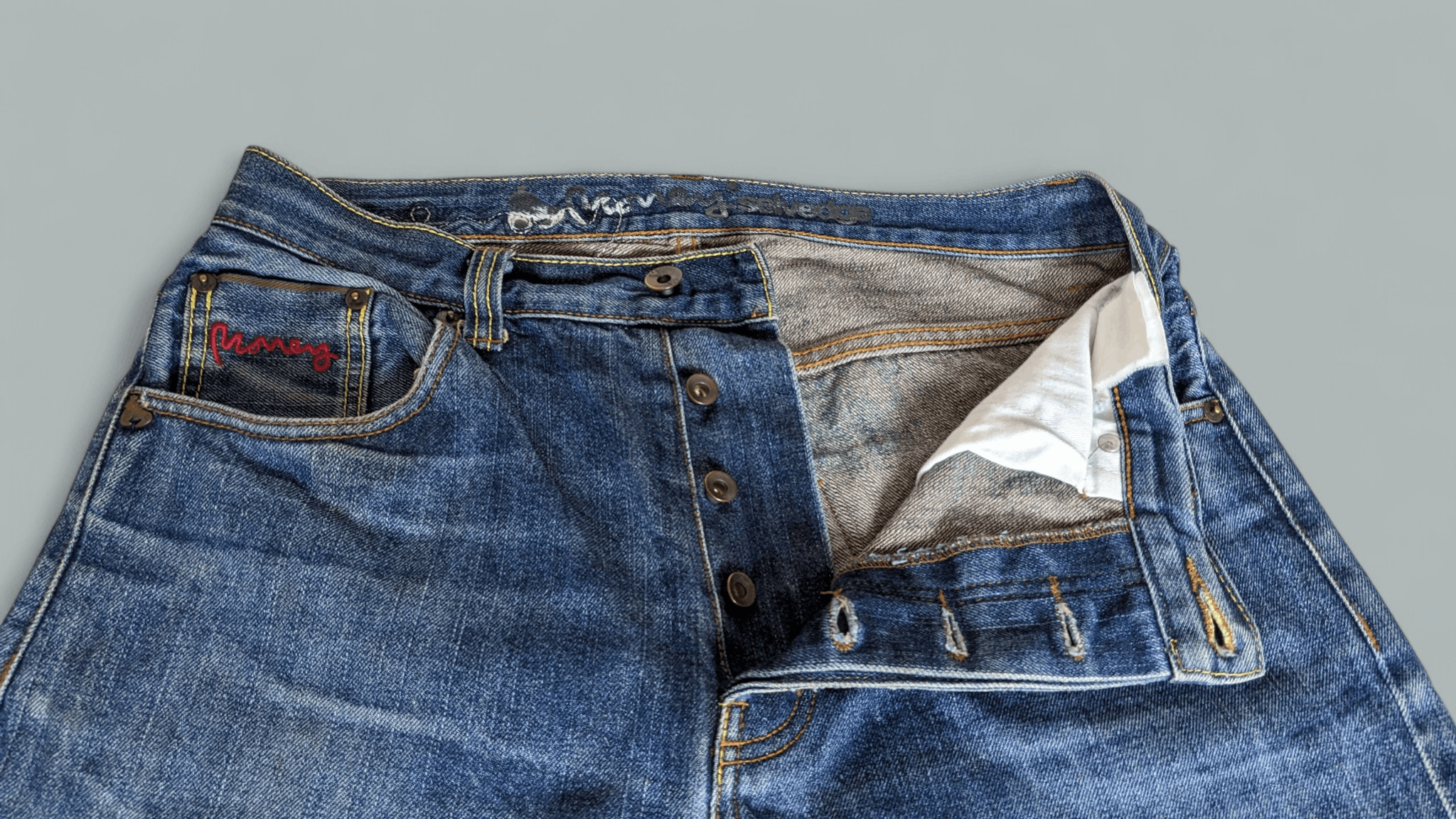 Other RARE Money Clothing Selvedge Denim Jeans 500 Rupiah Sz 30 Size US 30 / EU 46 - 10 Thumbnail
