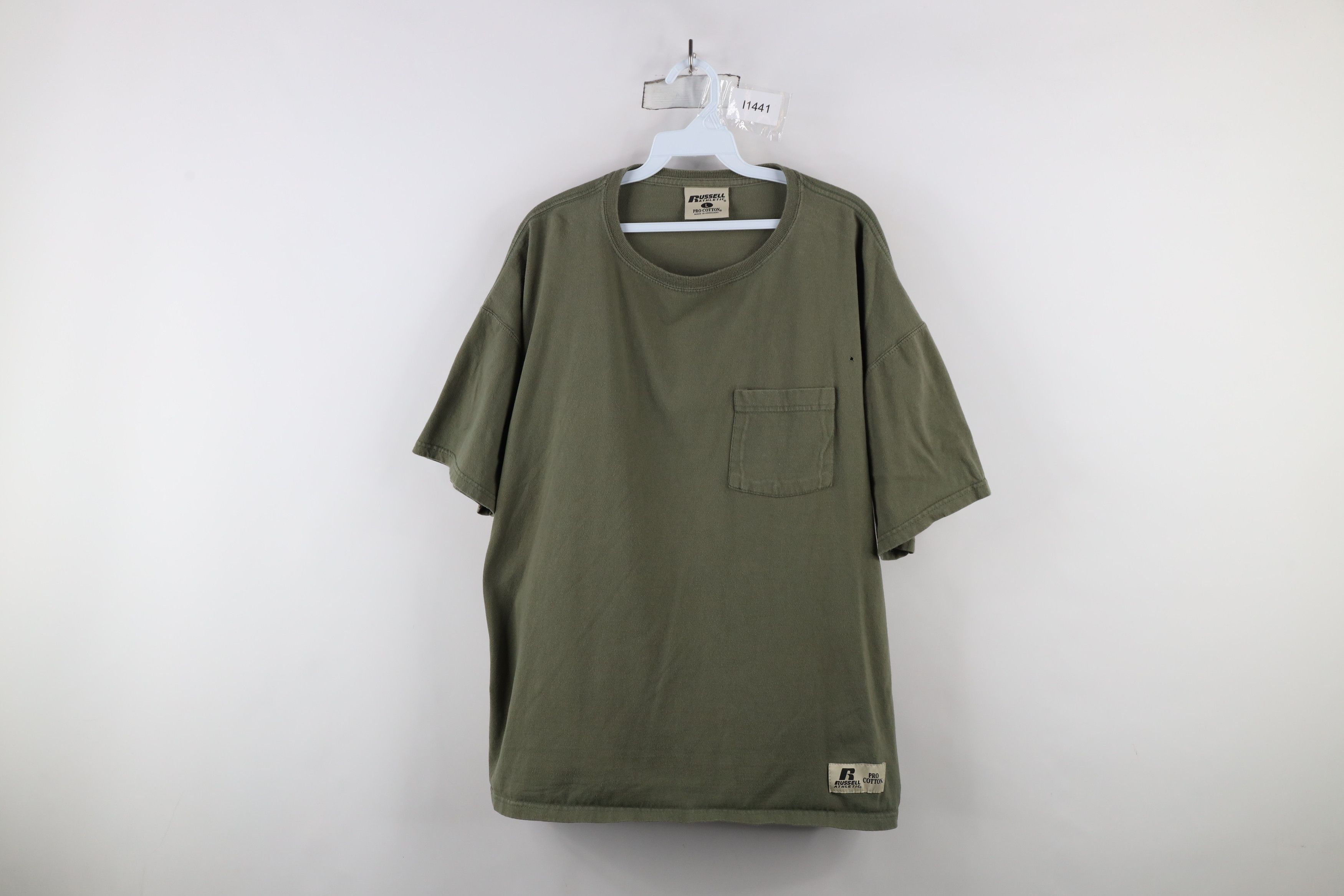 Russell Athletic × Vintage Vintage 90s Russell Athletic Cotton Pocket T-Shirt Green Size US L / EU 52-54 / 3 - 1 Thumbnail