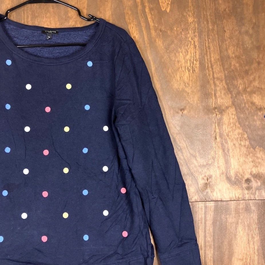 Talbots Talbots Womens Sweater Navy Polka Dot Crew Neck Long Sleeve Cotton Blend MP Size M / US 6-8 / IT 42-44 - 4 Thumbnail