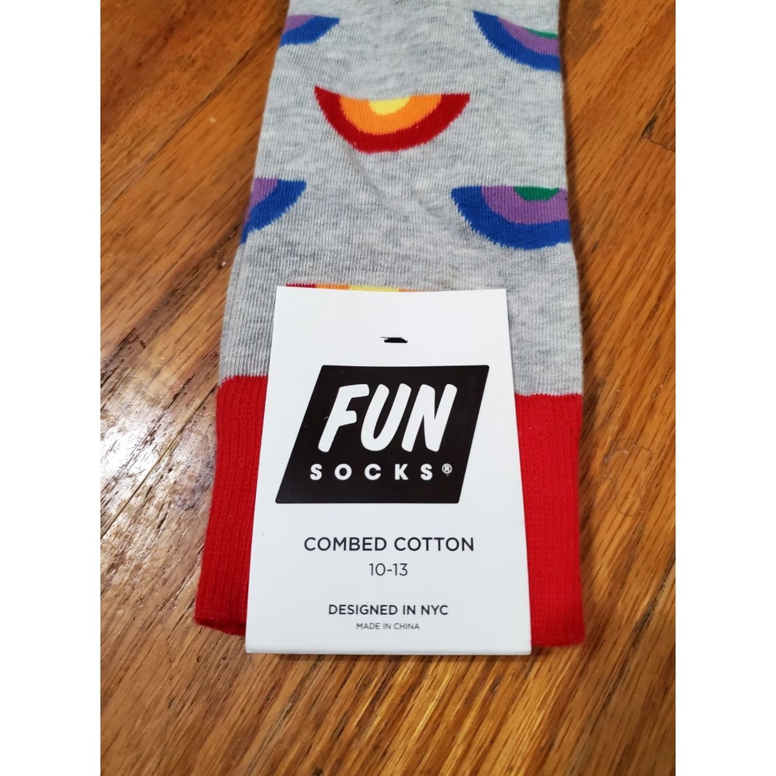 Rainbow Fun Socks Rainbow Crew Socks Men Medium Grey 10-13 Multicolor Arch Support Mid Calf Full Toe Cotton Nylon Polyester Spandex Regular Size Size ONE SIZE - 5 Thumbnail