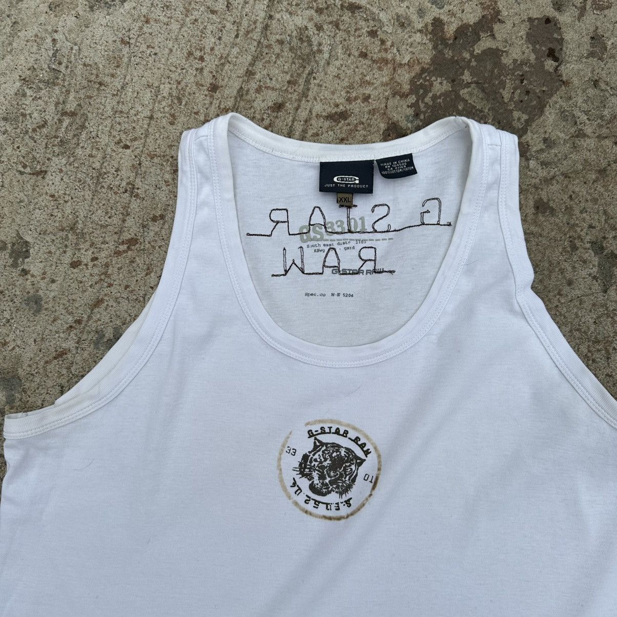 If Six Was Nine Vintage G-Star Raw Tank Top Centre Logo Sleeves Grunge 00s Size US XXL / EU 58 / 5 - 5 Thumbnail