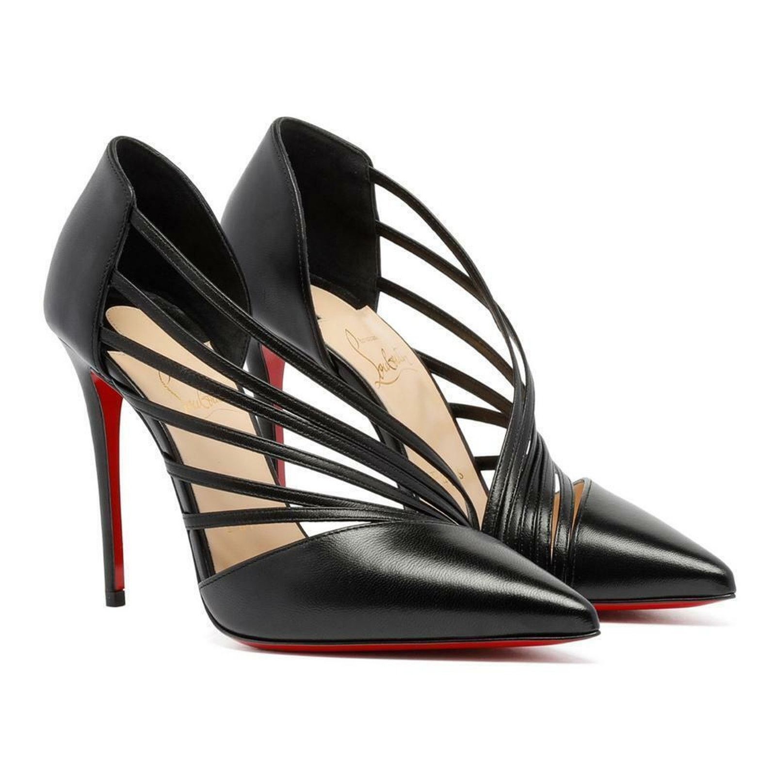 Christian Louboutin Antinorina 100 Black Leather Strappy Pointed Heel Pump 40.5 Size US 10.5 / IT 40.5 - 1 Thumbnail