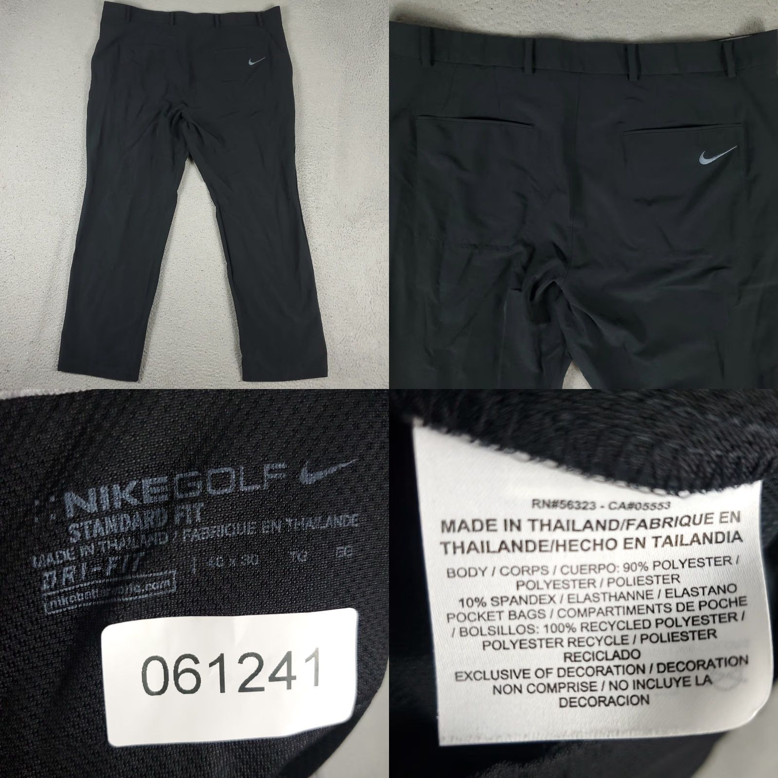 Nike Nike Pants Mens 40x30 Black Flat Front Dri Fit Chino Trousers Knit Logo Pockets Golf Straight Refined Size US 40 / EU 56 - 8 Thumbnail