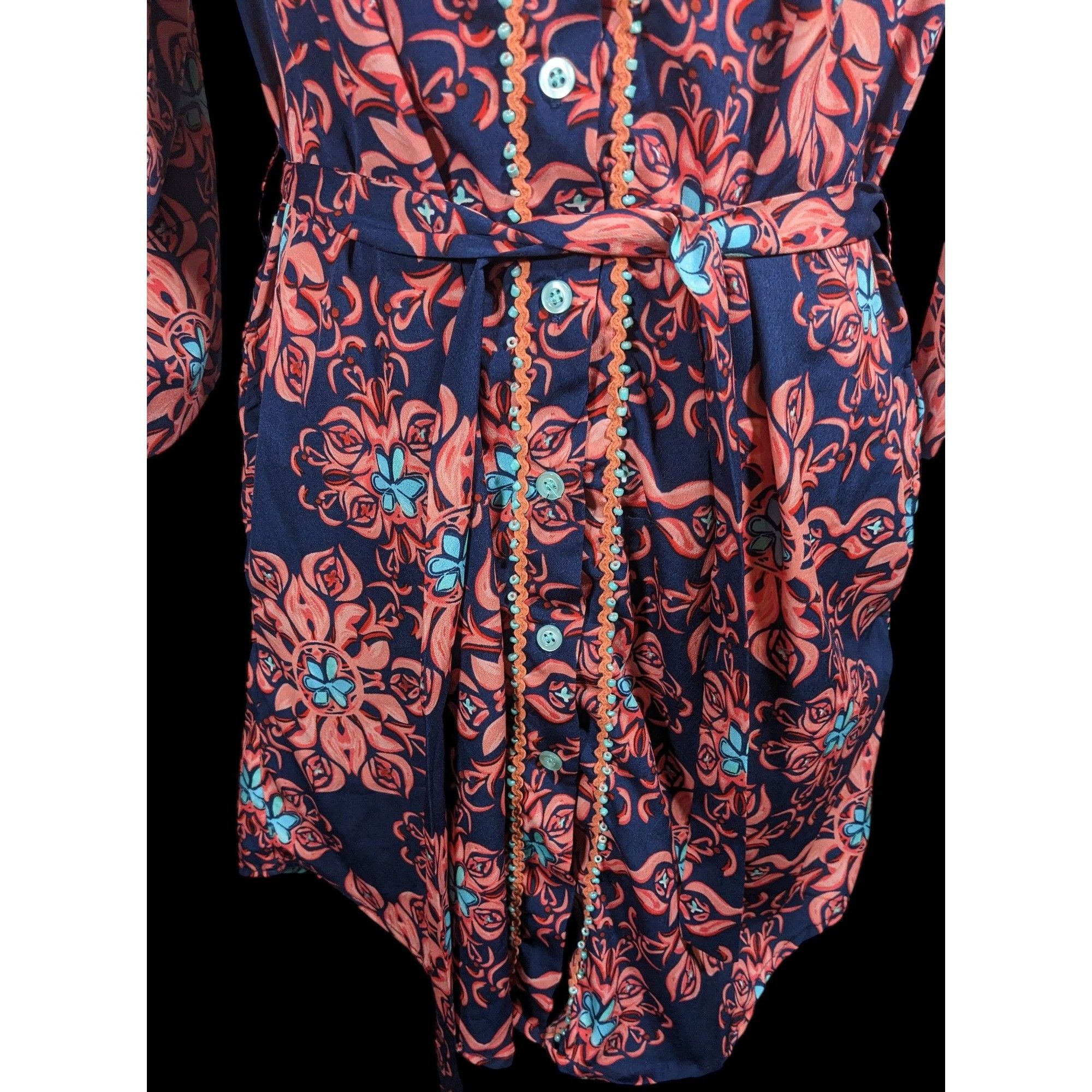 Other Modaposa Carlotta Belted Blue And Pink Floral Dress Size S / US 4 / IT 40 - 5 Thumbnail
