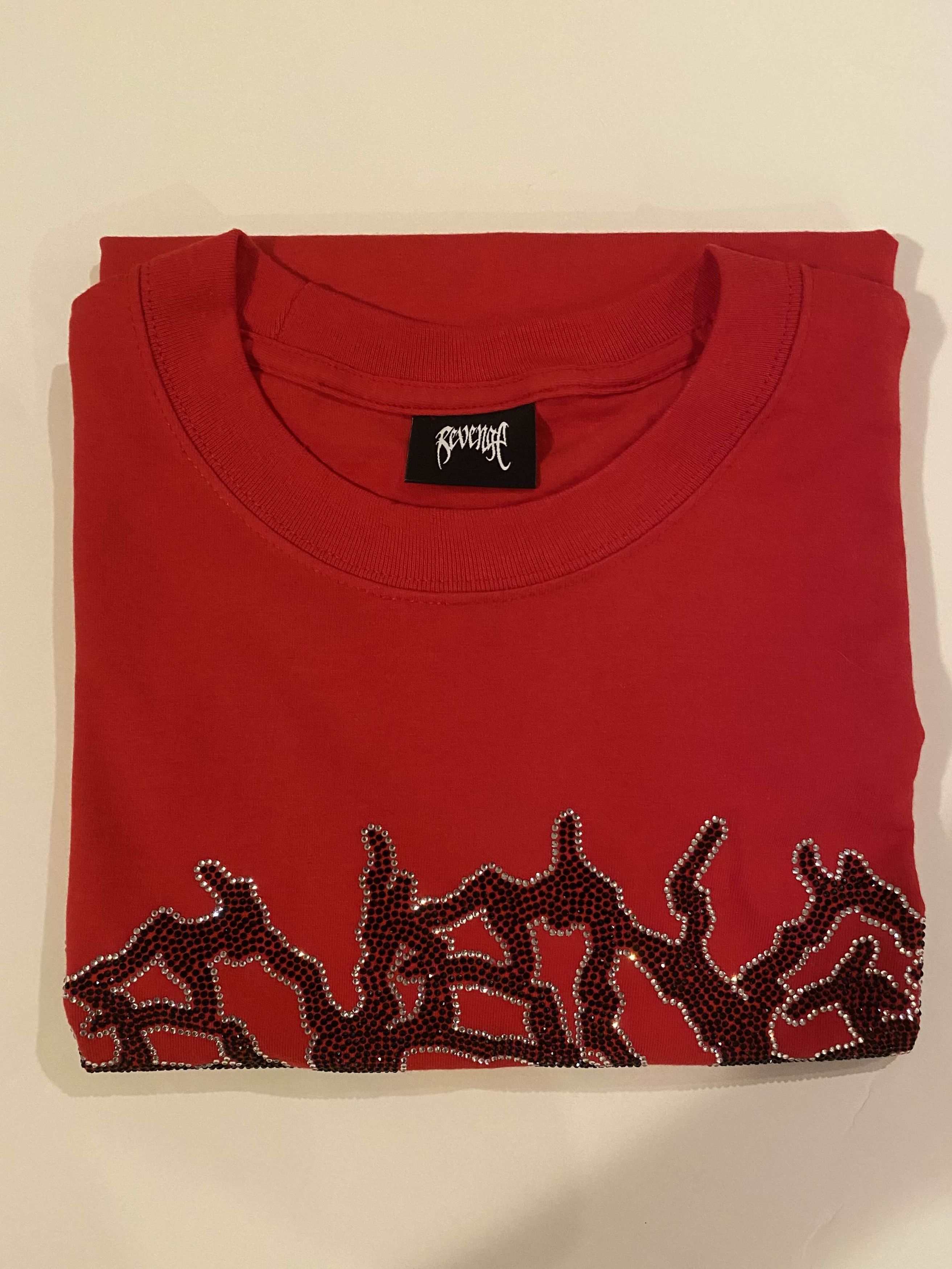 Revenge Revenge Red Lightning Rhinestone Tee Size US M / EU 48-50 / 2 - 2 Thumbnail