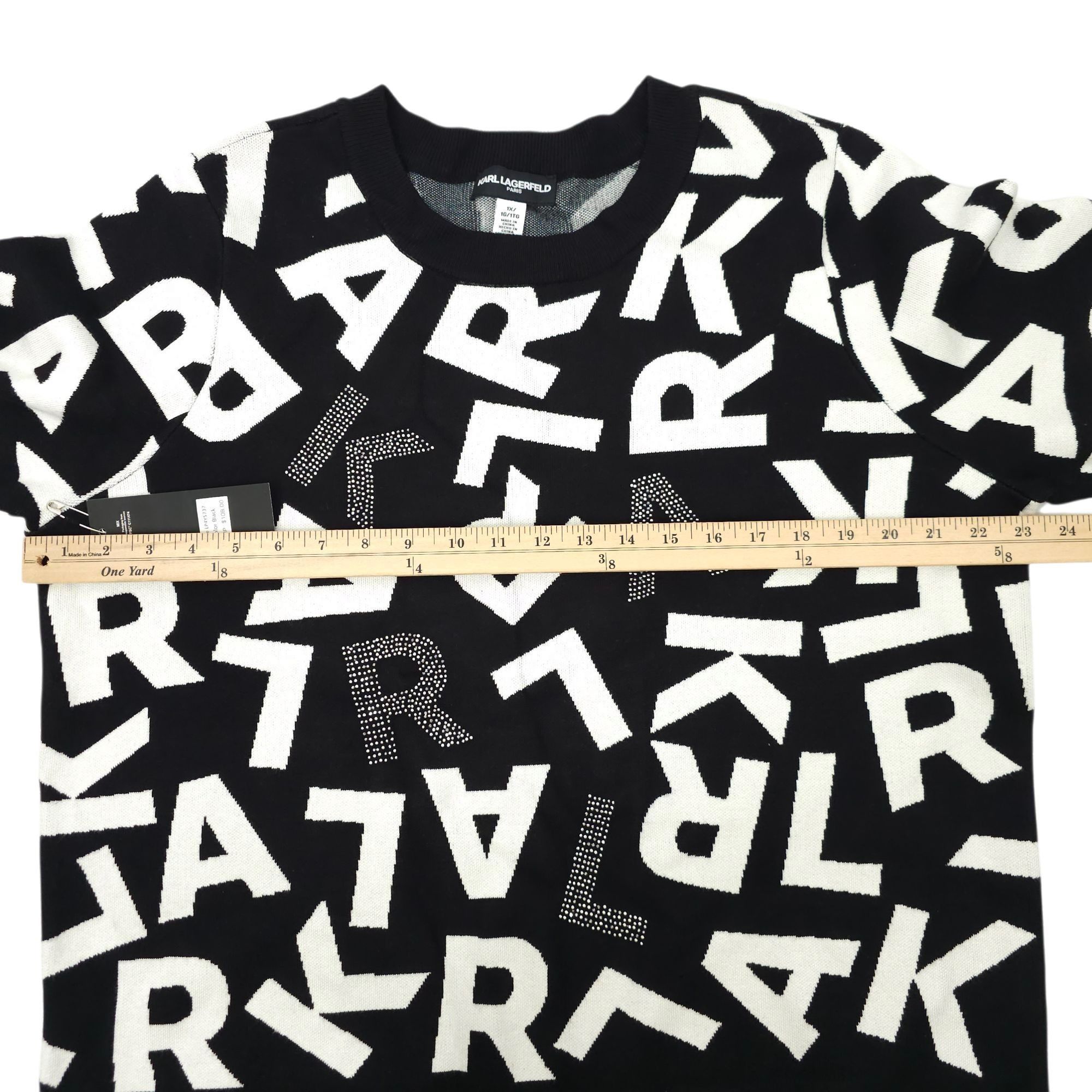 Karl Lagerfeld Karl Lagerfeld Paris Scrambled Logo Sweater Women 1X Ribbed Size ONE SIZE - 3 Thumbnail