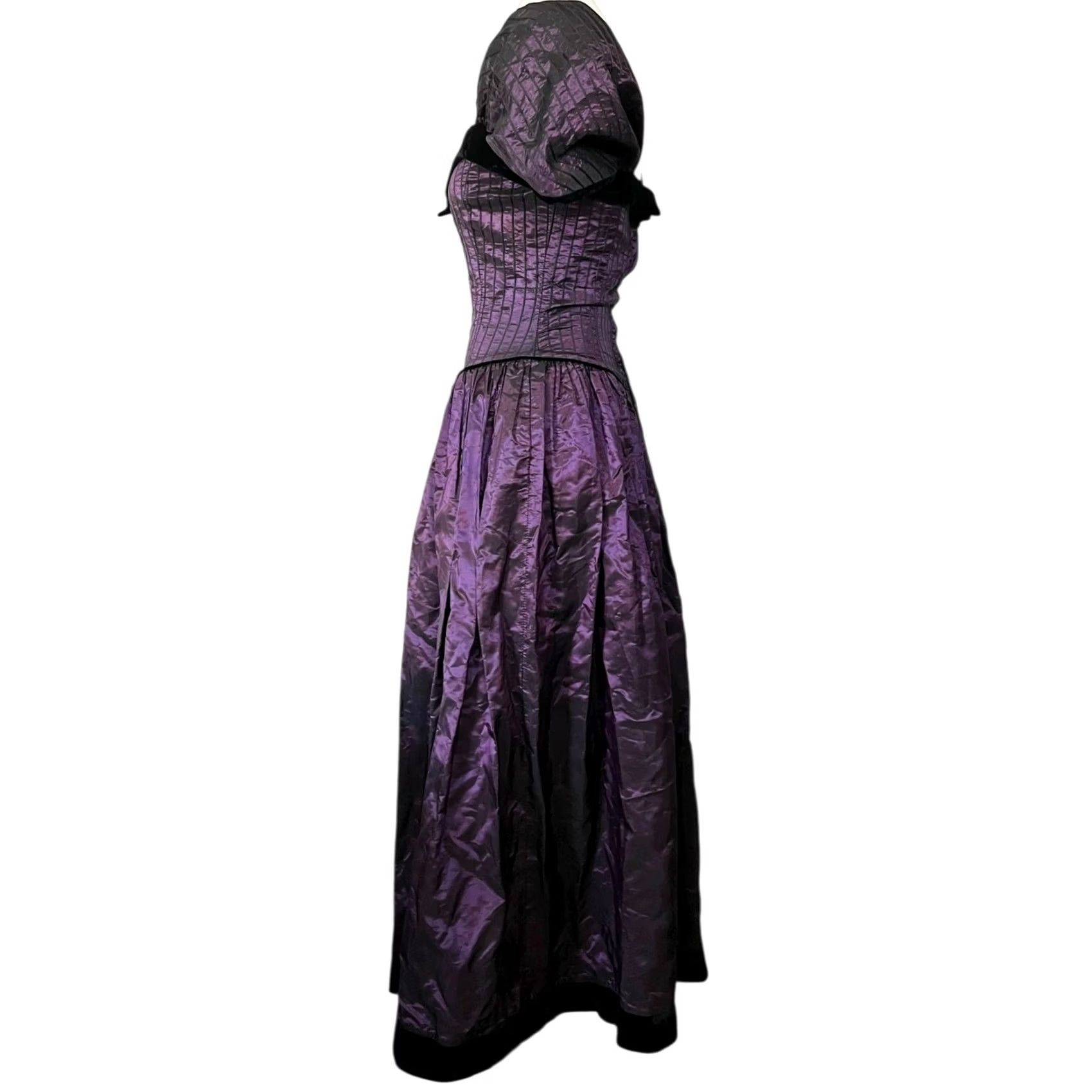 Vintage VINTAGE Barboglio Cristina Jan Prom Dress Sz 8 Purple Taffeta 80s Puffy Sleeve Ball Gown Womens Size M / US 6-8 / IT 42-44 - 5 Thumbnail