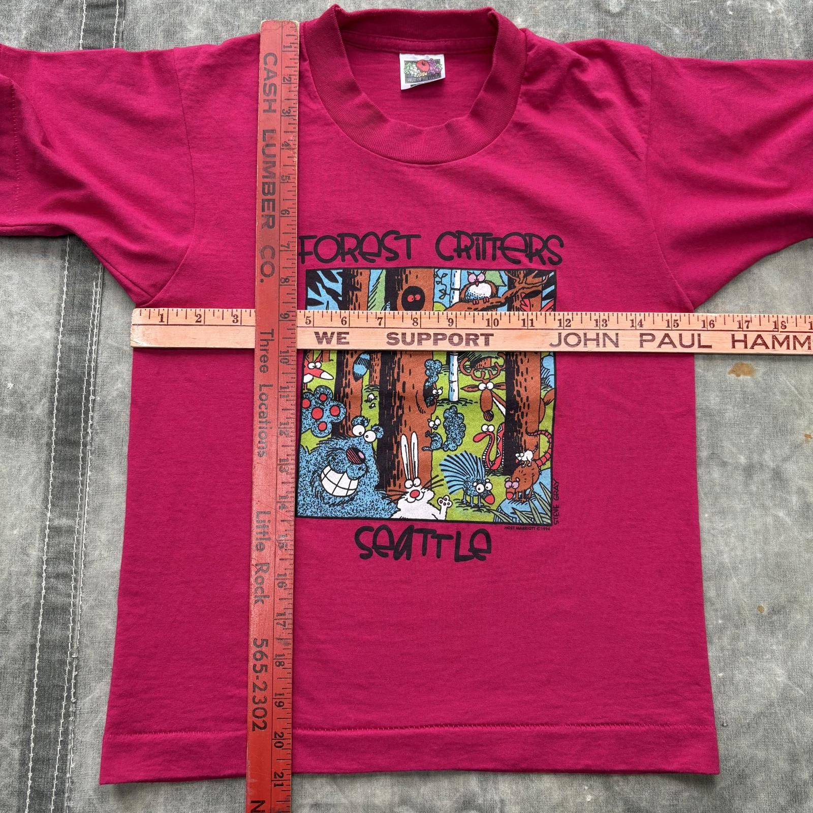 Fruit Of The Loom Vintage 90s Pink Forest Critters Seattle Animal Nature Shirt Size S / US 4 / IT 40 - 5 Thumbnail