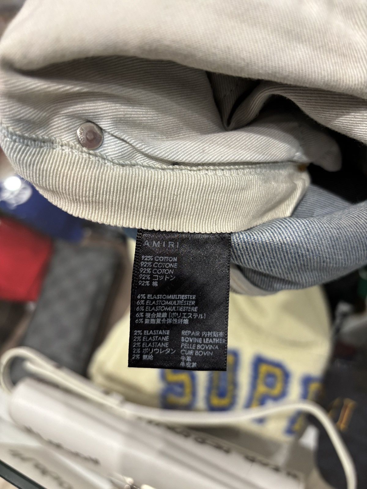 Amiri Amiri Clay Indigo Leather Stitch Logo Jeans Size: 33 Size US 33 - 6 Thumbnail