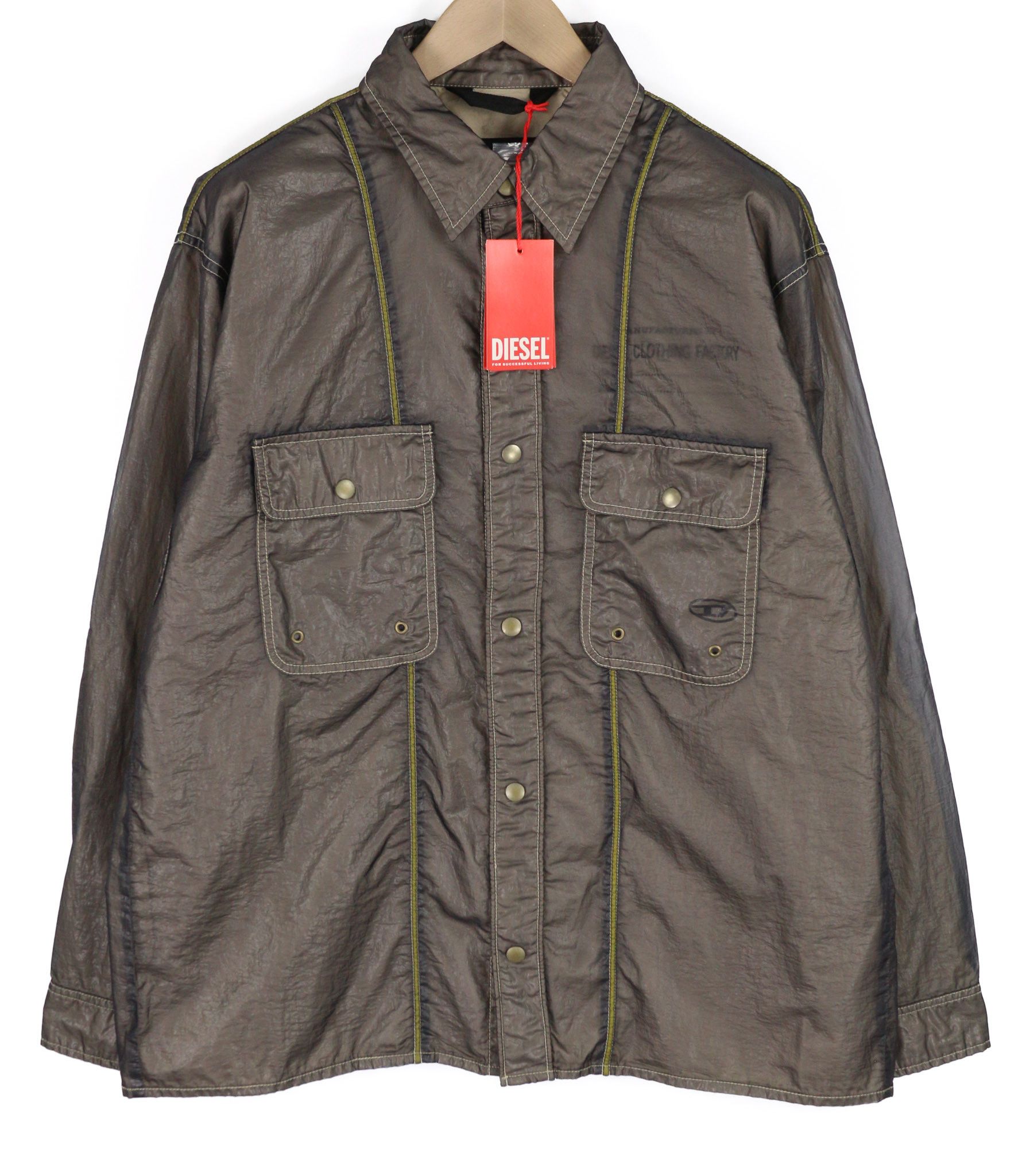 Diesel S-U24 L Windbreaker Snap Buttons Coated Polo Jacket 40010 Size US L / EU 52-54 / 3 - 1 Thumbnail