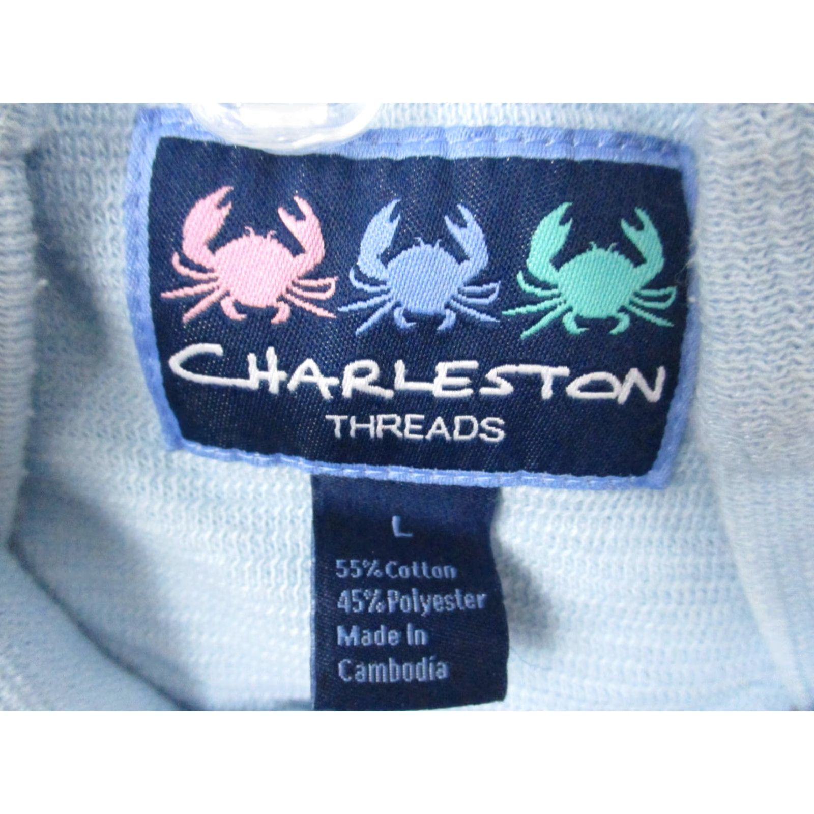 Vintage Charleston Threads Pullover Shirt Mens Large Sky Blue Long Sleeve 1/4 Snap Knit Logo Classic Nautical Fish 90s? Size US L / EU 52-54 / 3 - 7 Thumbnail