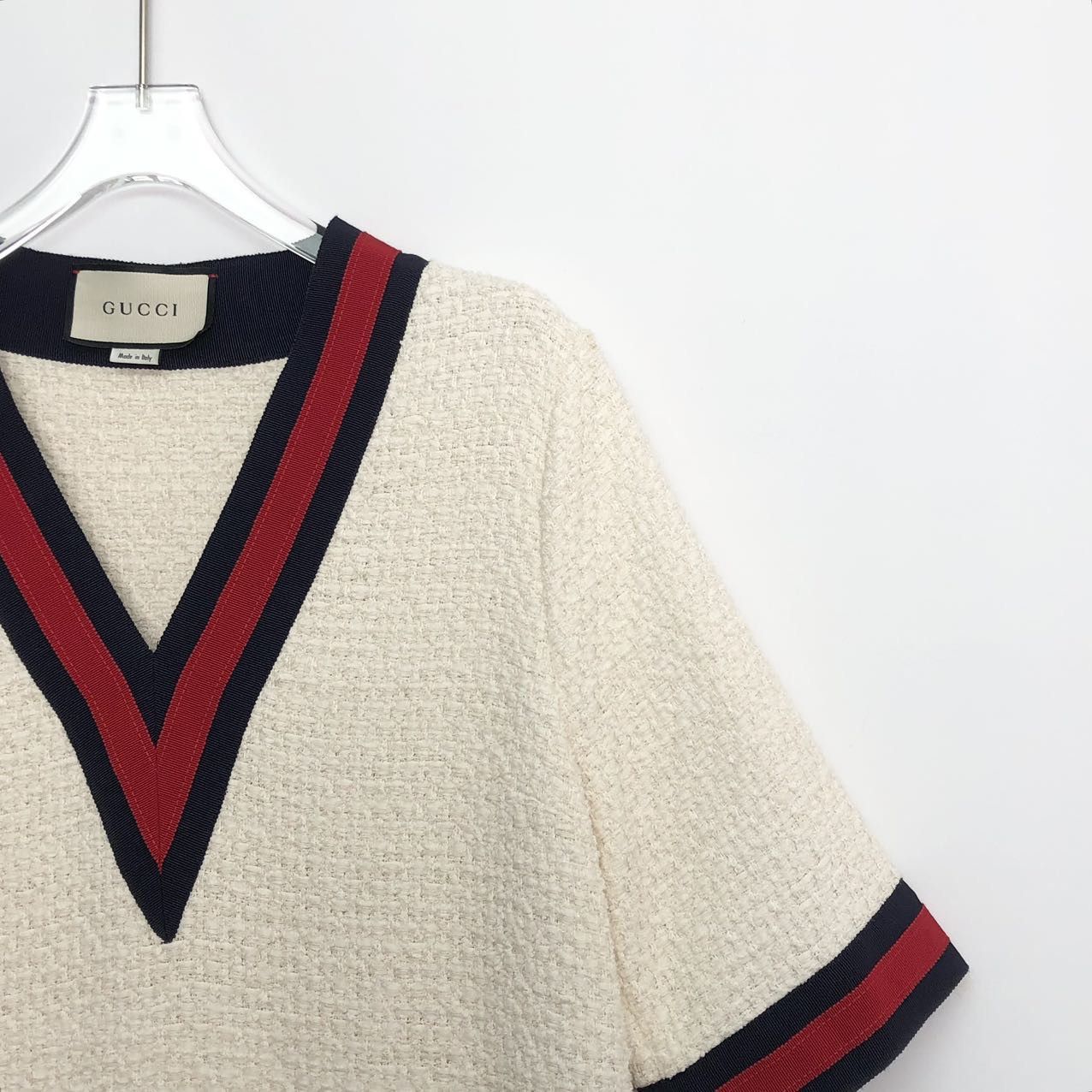 Gucci Gucci Striped V-neck Pullover Five-point Sleeve Dress K26WX Size M / US 6-8 / IT 42-44 - 3 Thumbnail