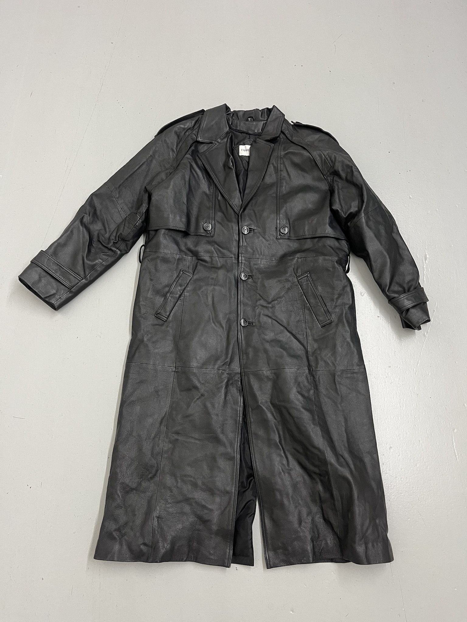 Wilsons Leather Vintage 90s Leather Trench Coat Charles Klein Padded Leather Dusteer Size L Size US L / EU 52-54 / 3 - 1 Thumbnail