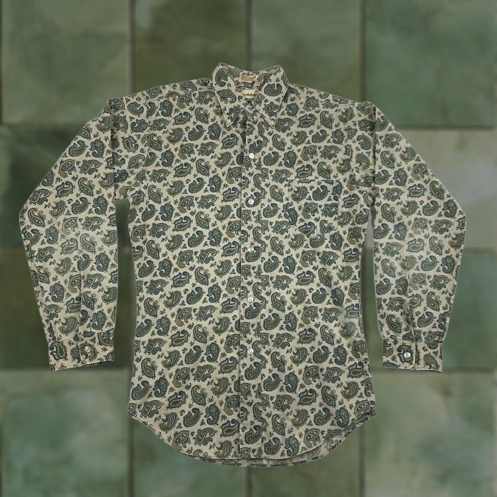 Vintage VINTAGE Archdale Button Up Shirt Womens 16 Green Paisley 1950s 1960s Collared Shirt Size XXL / US 16-18 / IT 52-54 - 1 Thumbnail
