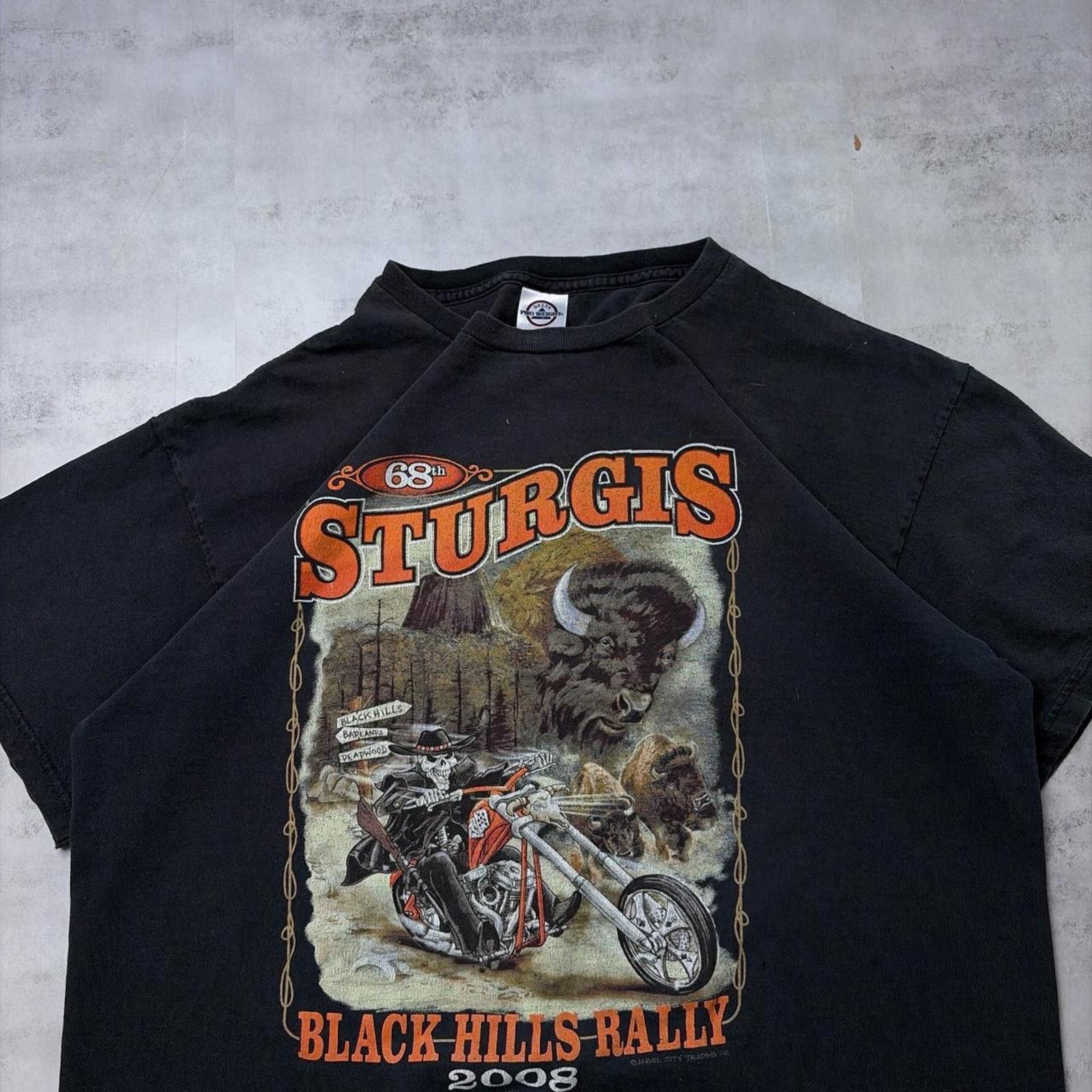 Harley Davidson Vintage 2008 Black Sturgis Black Hills Rally Biker T-Shirt Size US XL / EU 56 / 4 - 3 Thumbnail