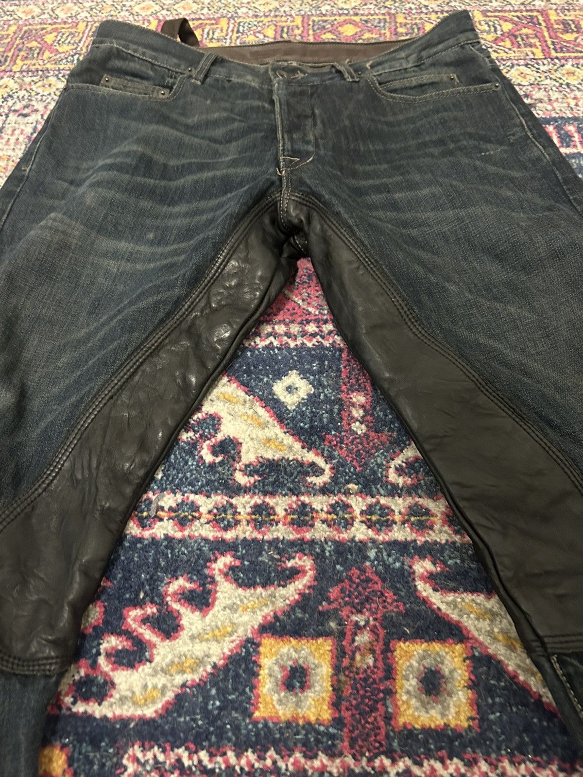 Rick Owens Rick Owens rare leather chap Detroits dirty Blu Size US 31 - 2 Thumbnail