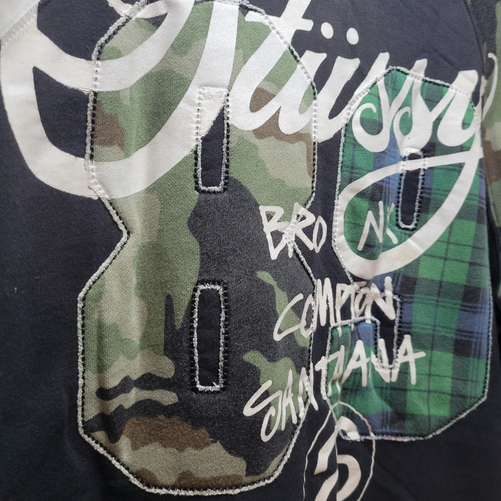 Vintage VINTAGE STUSSY WORLD TOUR 89 BLACK CAMO PLAID SWEATSHIRT L Size US L / EU 52-54 / 3 - 7 Thumbnail