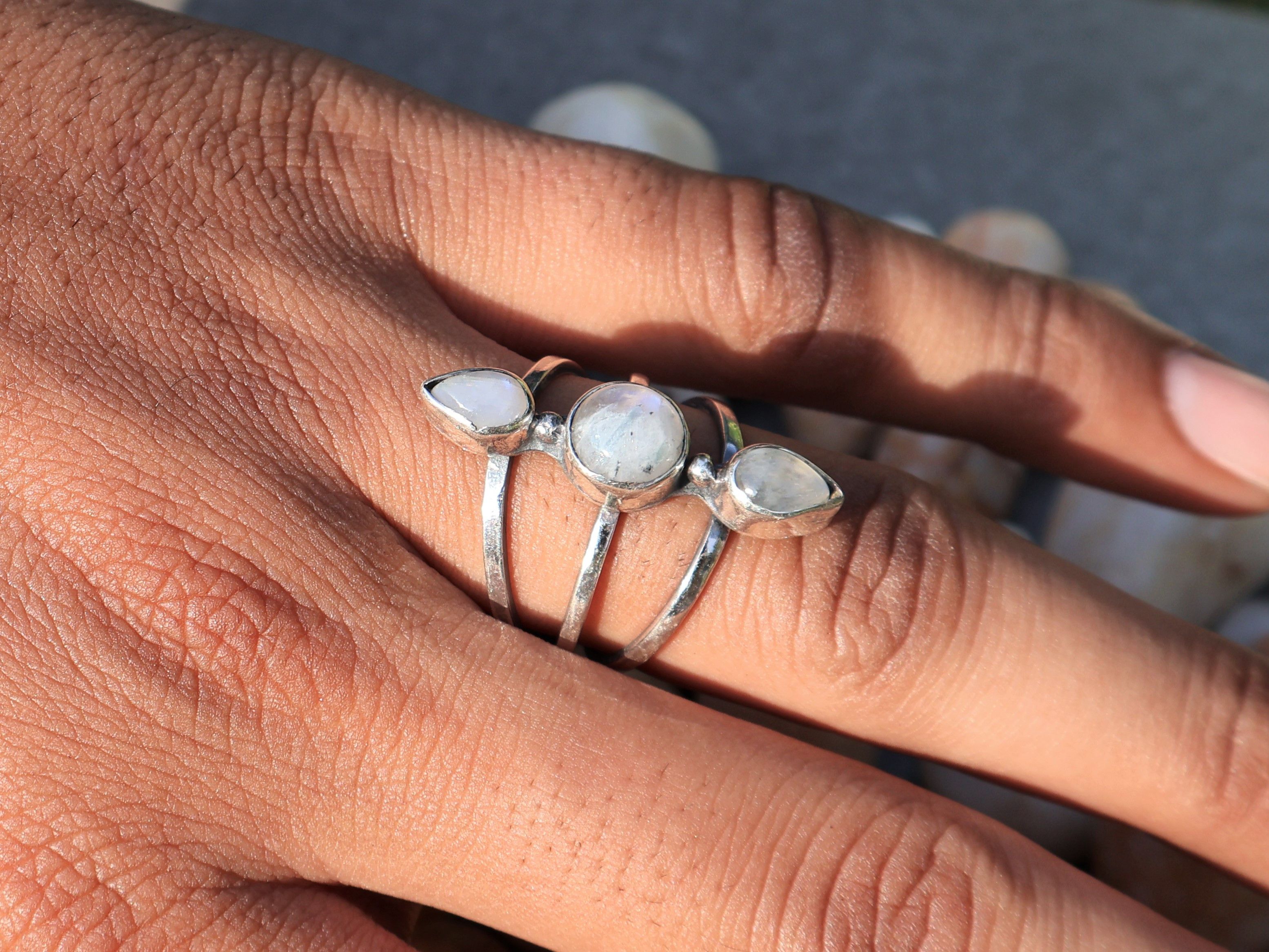Handmade Rainbow Moonstone Ring, Sterling Silver Ring, Handmade Ring, Size ONE SIZE - 6 Thumbnail