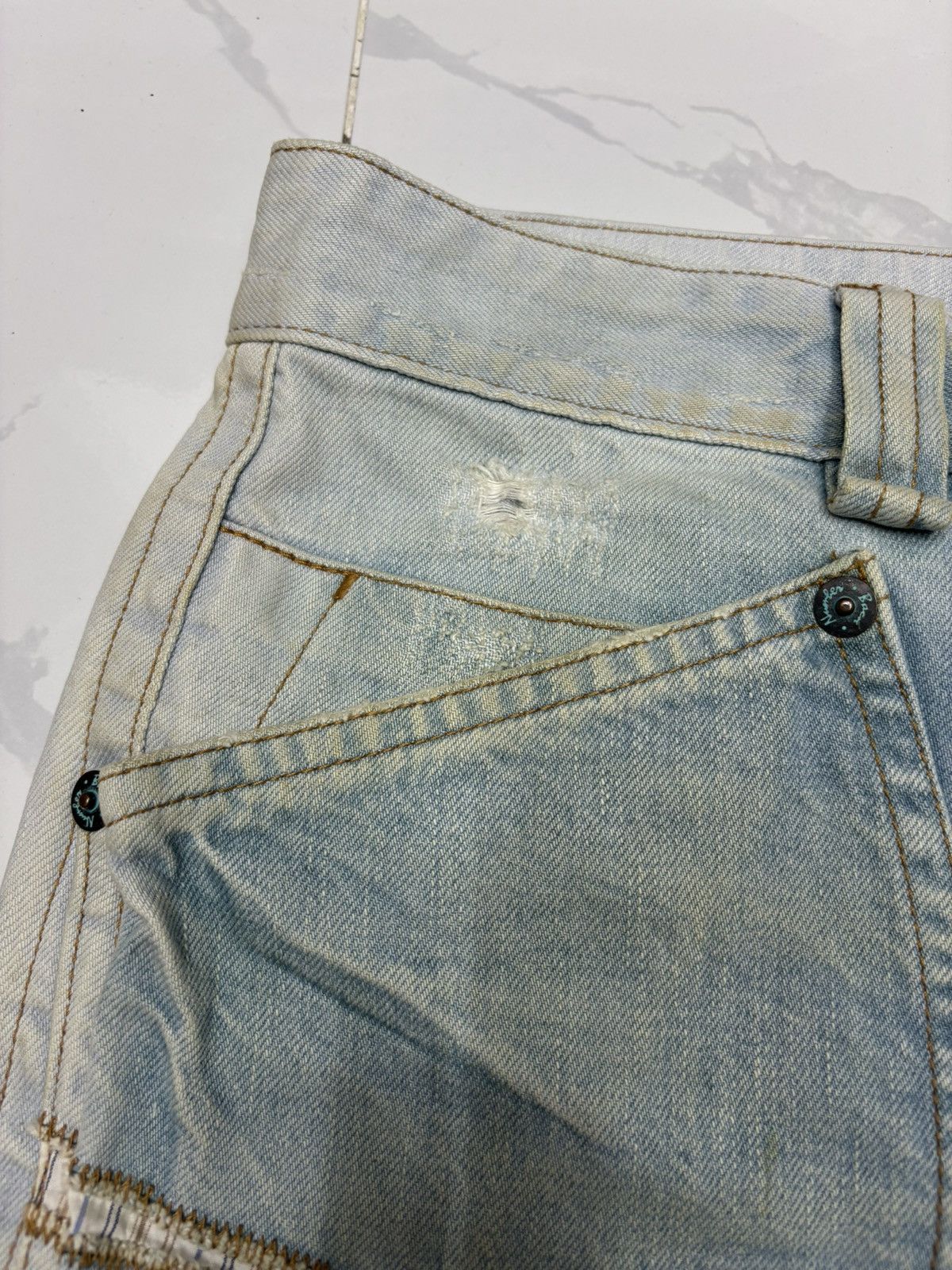 If Six Was Nine × Le Grande Bleu (L.G.B.) × Tornado Mart RARE🔥VINTAGE BACK NUMBER FLARED JEANS FADED DENIM Size US 32 / EU 48 - 13 Thumbnail