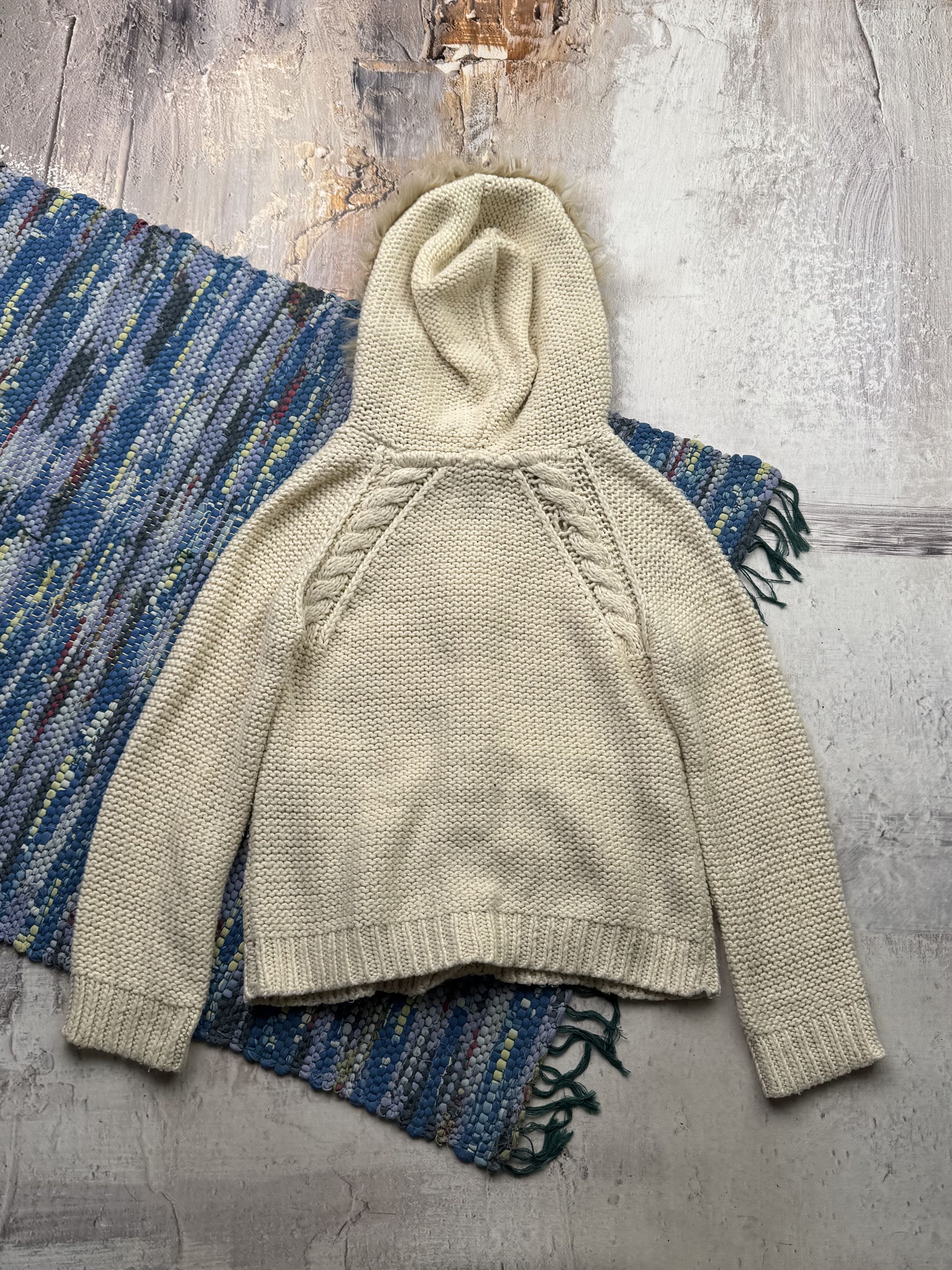 Japanese Brand Vintage Knitted Hoodie With Faux Fur Hood A74D159(310) Size XS / US 0-2 / IT 36-38 - 4 Thumbnail