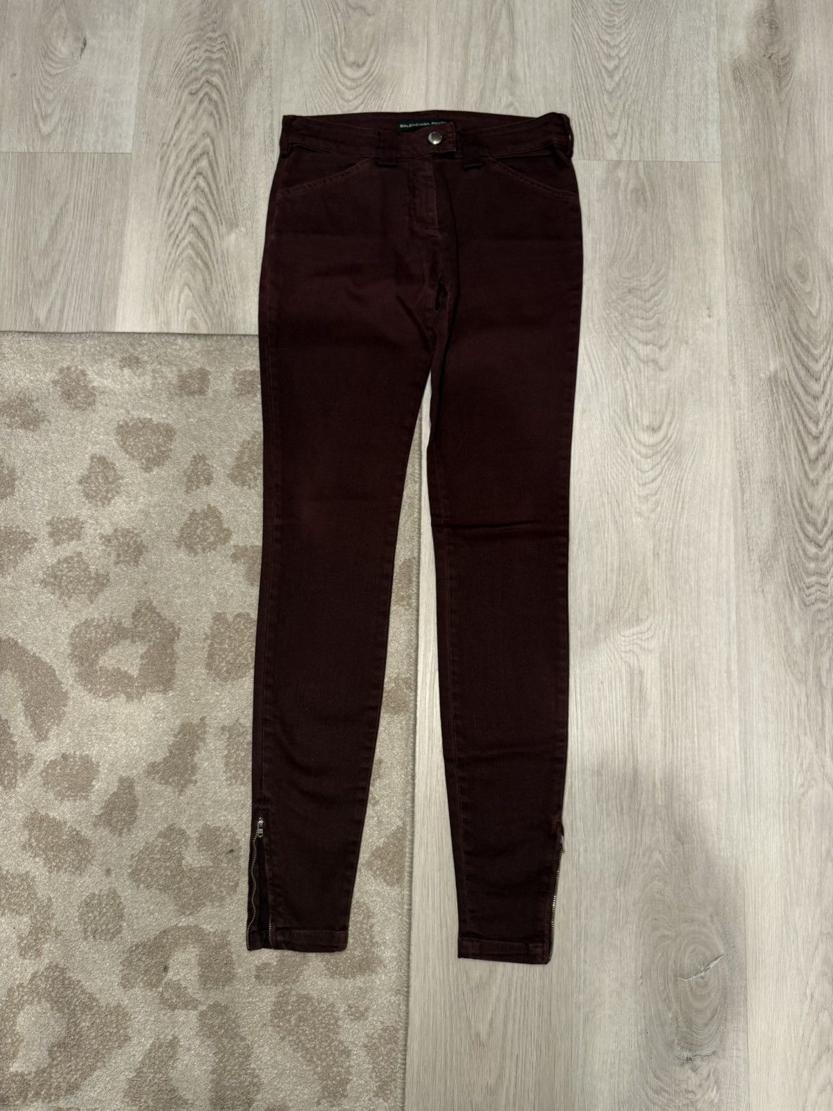 Balenciaga f/w 2011 zipper flare burgundy jeans!! Size US 28 / EU 44 - 1 Thumbnail
