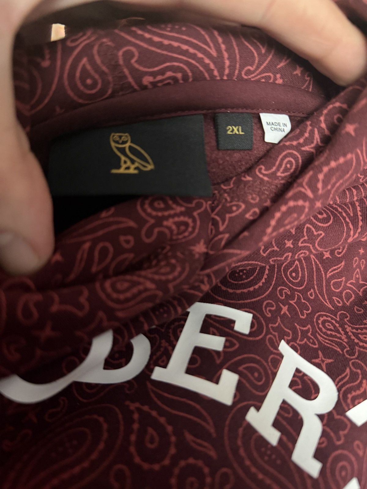 Drake *RARE* OVO Collegiate Hoodie (FW22) Merlot/Paisley Size US XXL / EU 58 / 5 - 6 Thumbnail