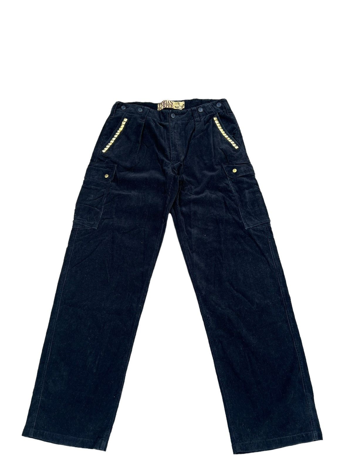 Vintage Tyrian Purple Japan Rivet Black Corduroy Cargo Trouser Pant Size US 30 / EU 46 - 1 Thumbnail