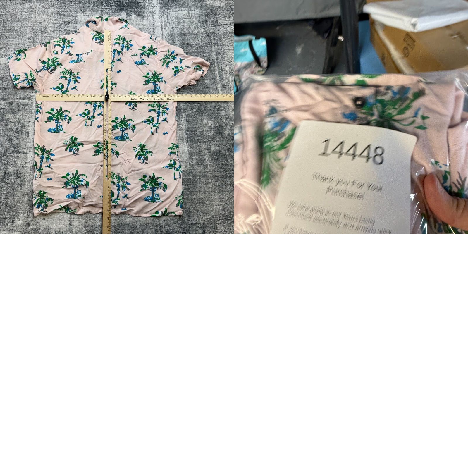 Roark Roark Shirt Mens XL Pink Hawaiian Palm Tree Classic Fit Rayon Beachy Resort Button-Up Size US XL / EU 56 / 4 - 8 Thumbnail