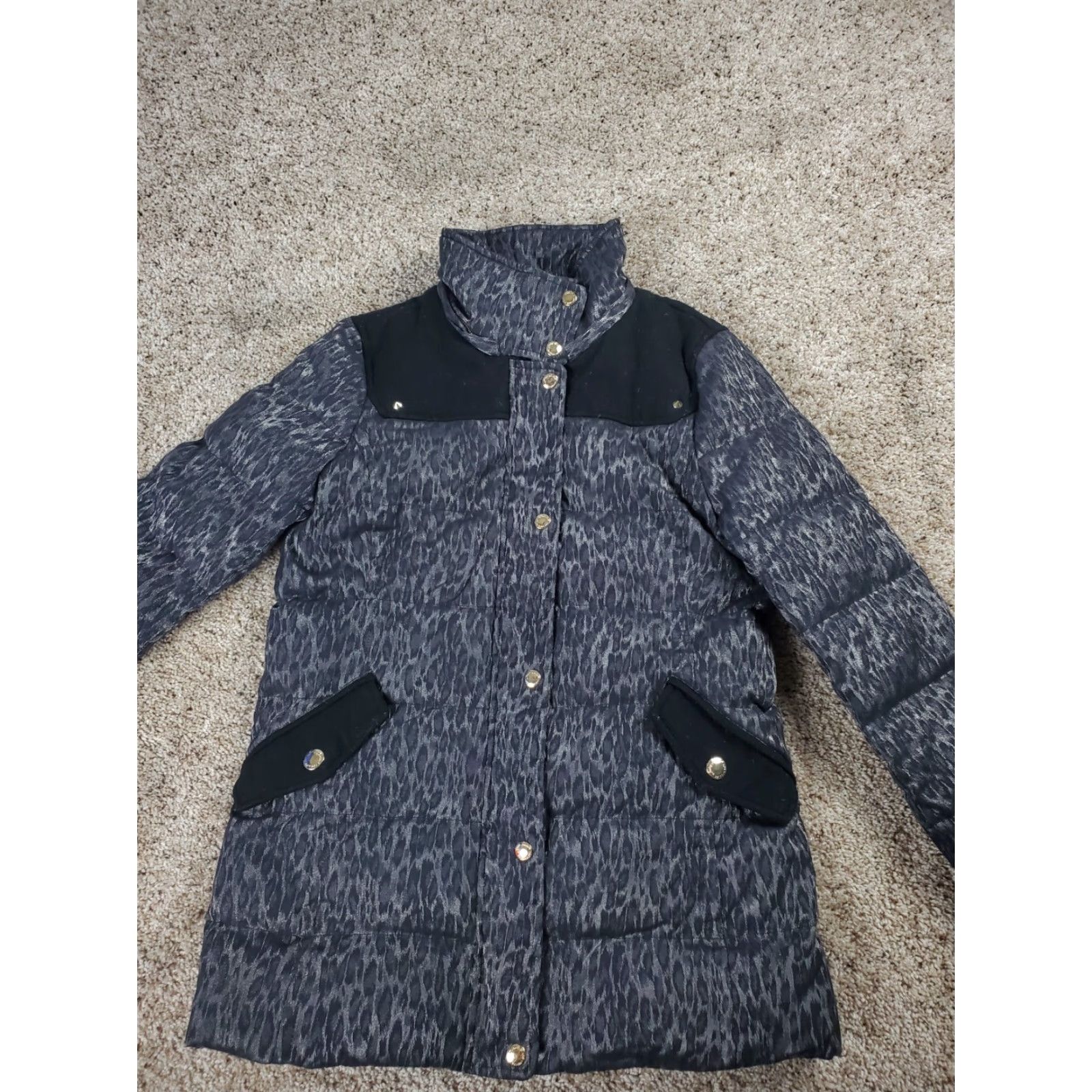 Juicy Couture Juicy Couture Down Puffer Jacket Womens Gray Leopard Print Full Zip Pocket Size S Size S / US 4 / IT 40 - 4 Thumbnail