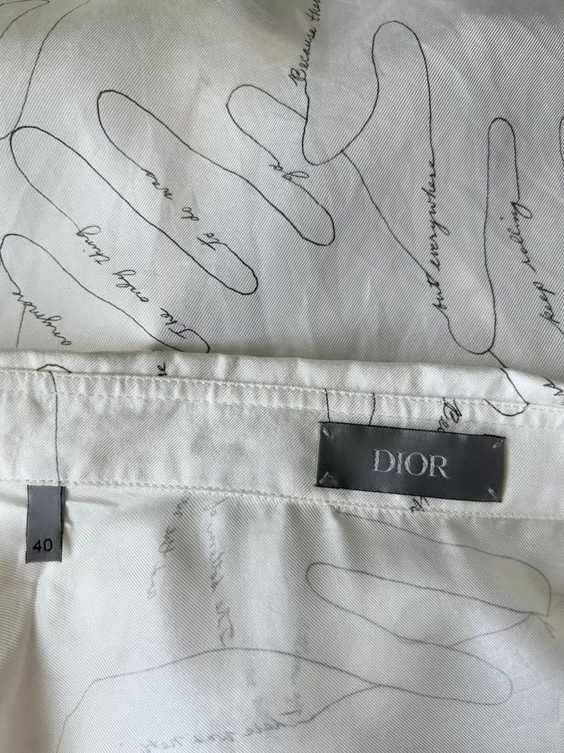 Dior Dior White palm line pattern printed mulberry silk short-sl Size US XXS / EU 40 - 4 Thumbnail